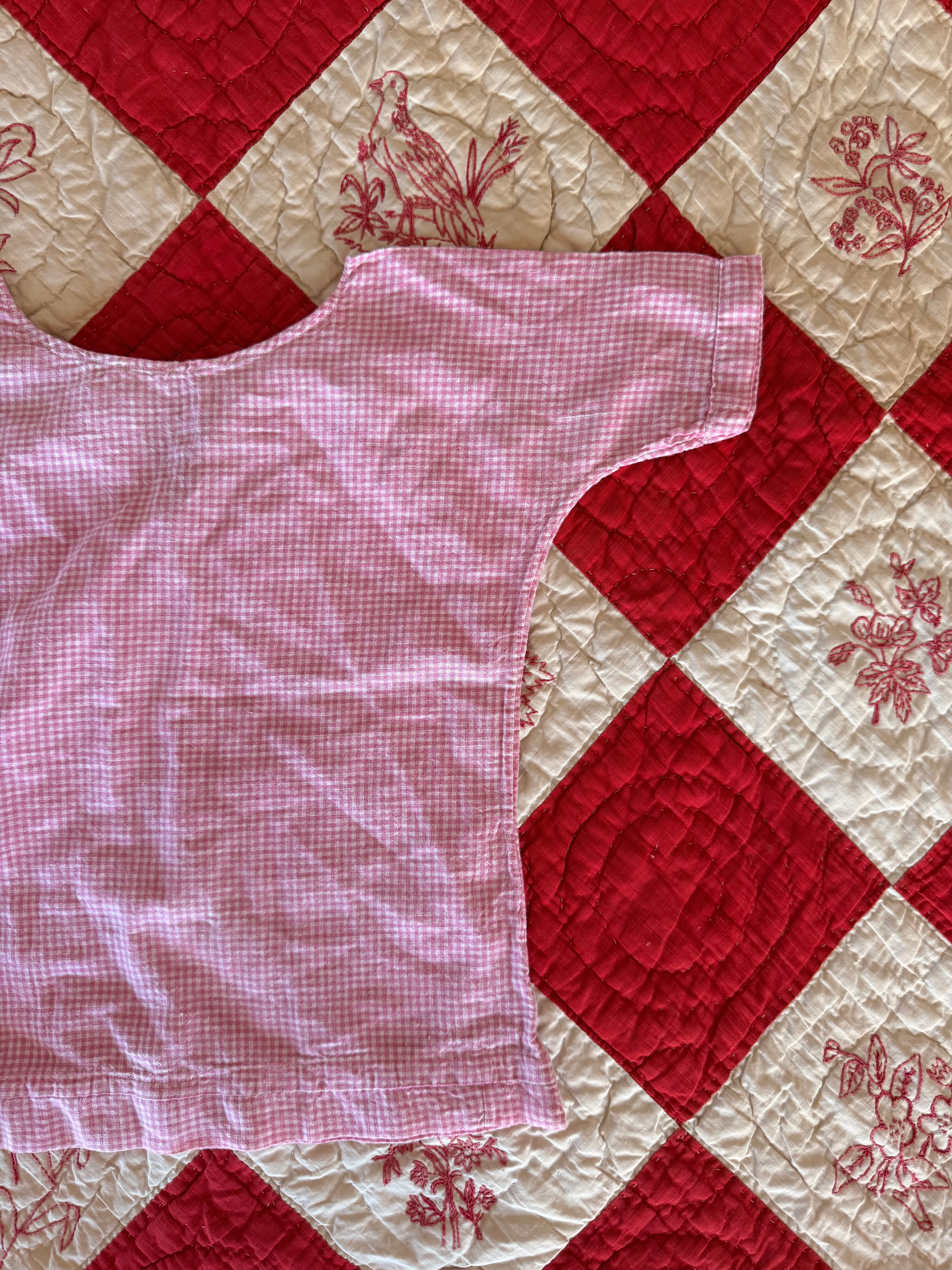 1930s pink gingham tunic dress