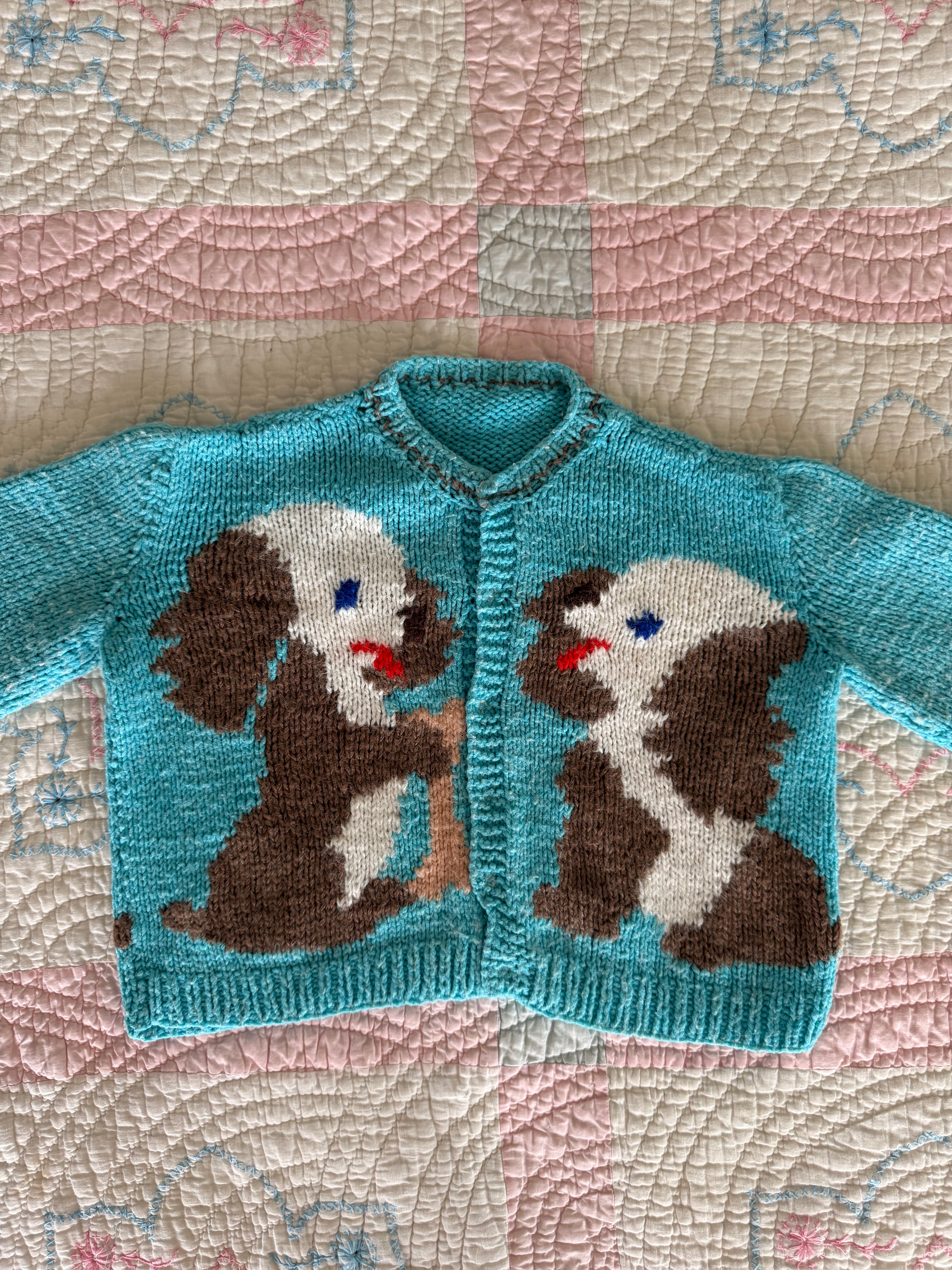 1960s sharing puppy cardigan