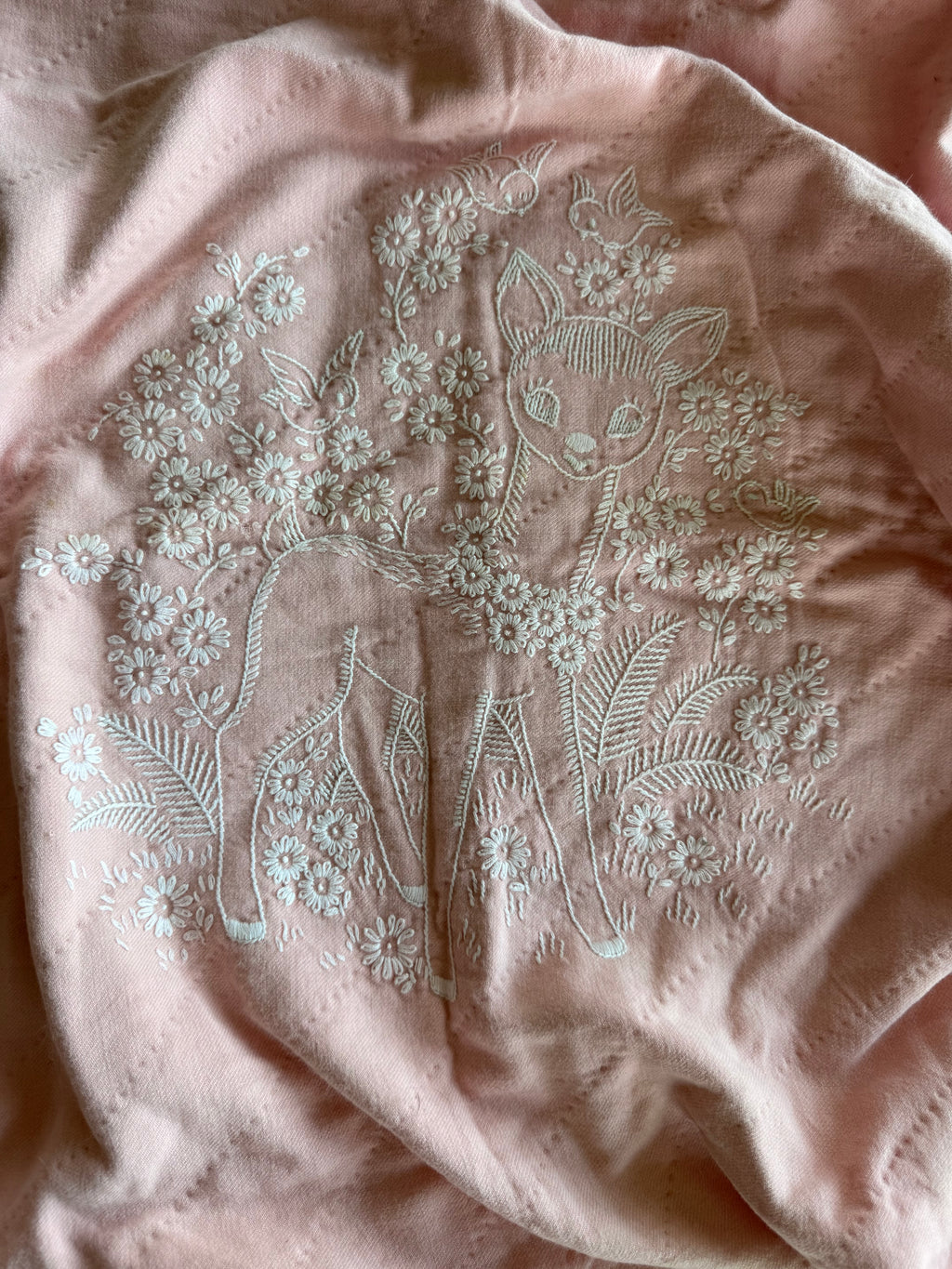 1950s floral fawn crib quilt