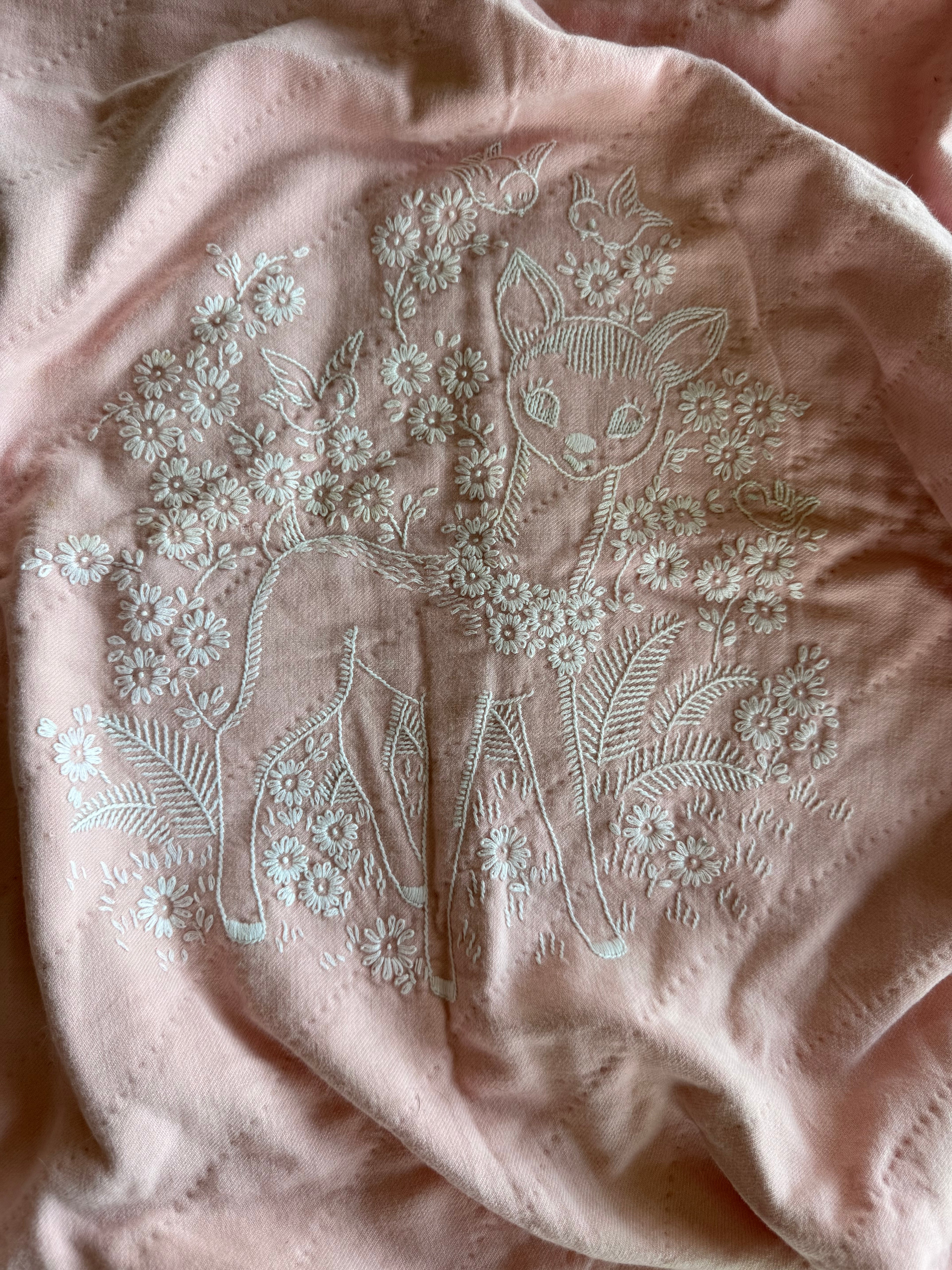 1950s floral fawn crib quilt