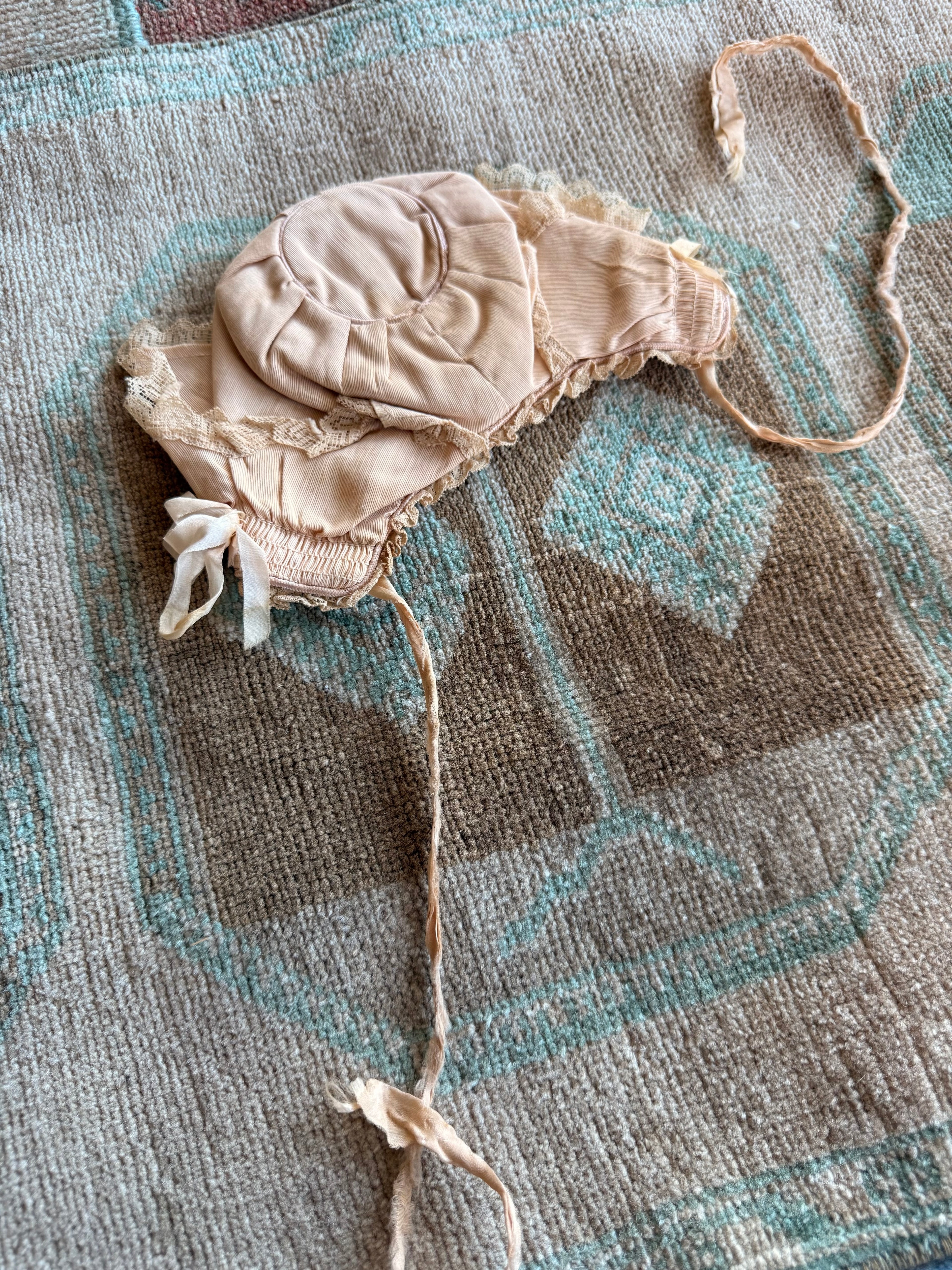 1900s pale pink bonnet