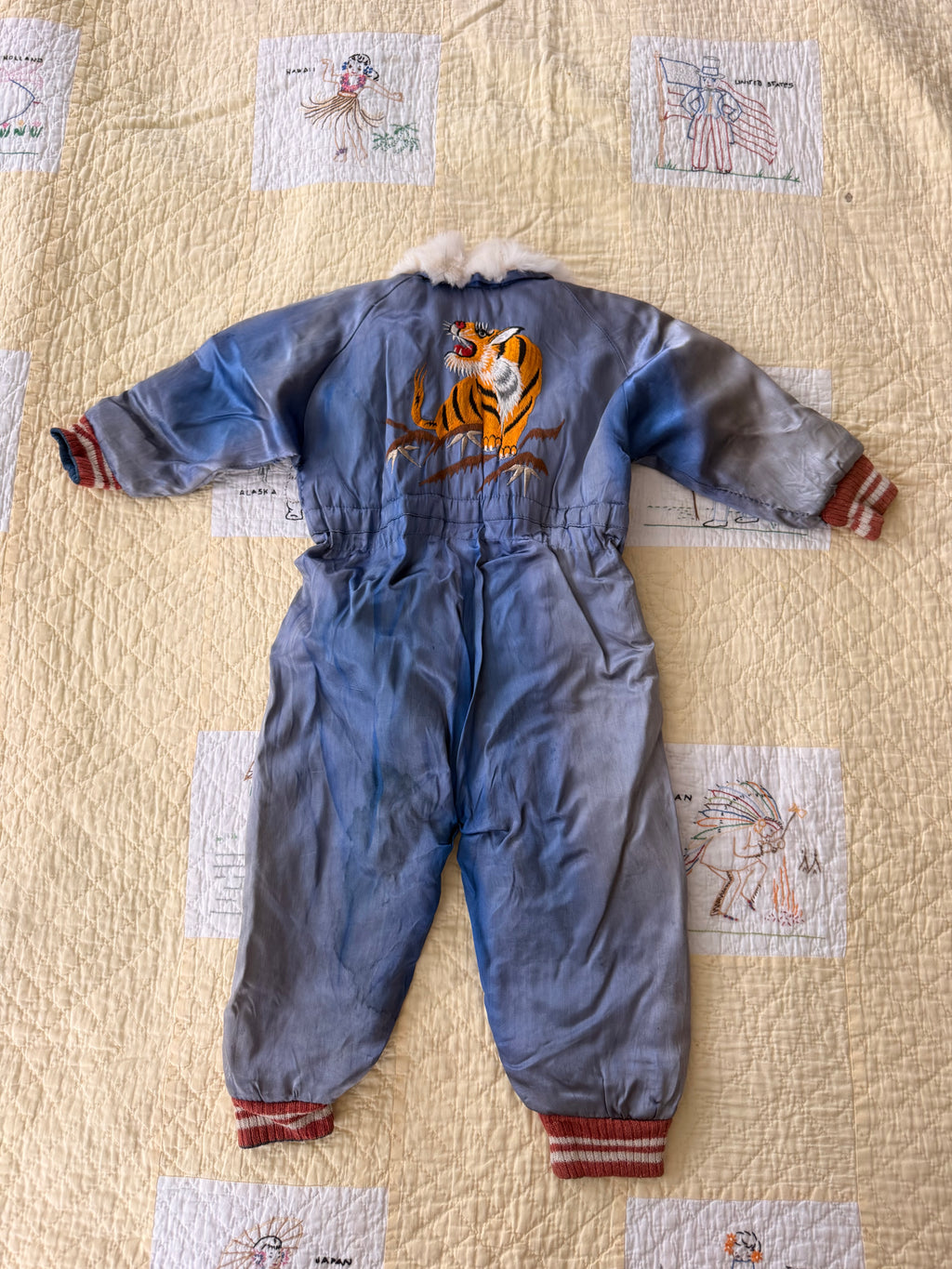 1940s japanese sukajan souvenir snowsuit, pluto & donald duck