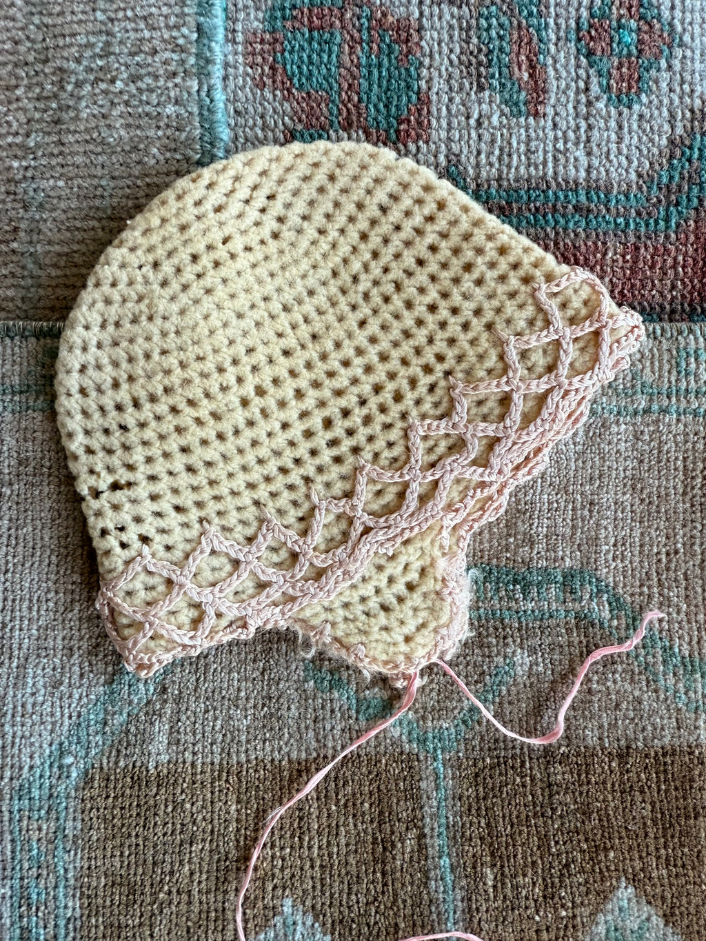 1920 knit baby bonnet