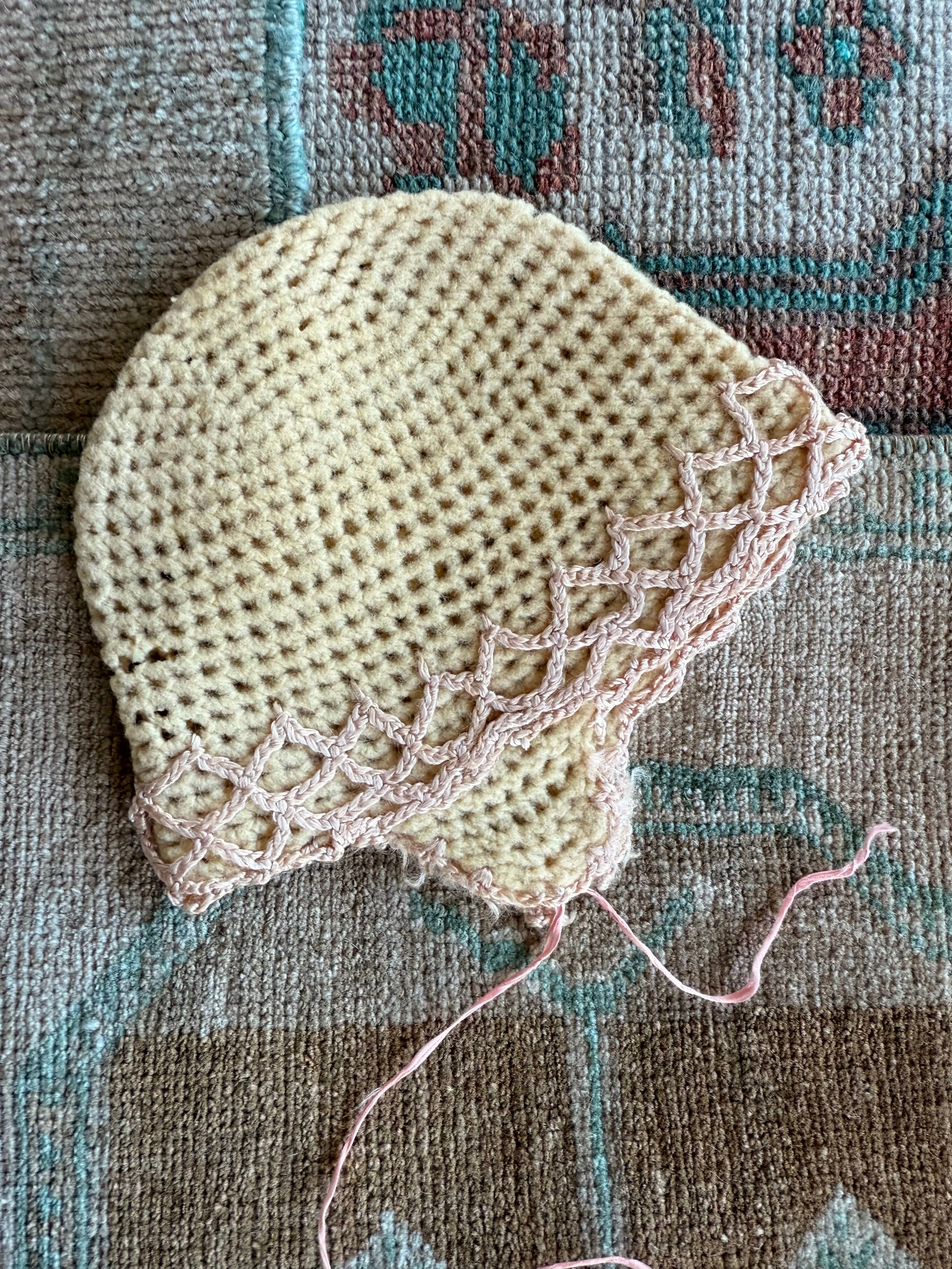 1920 knit baby bonnet