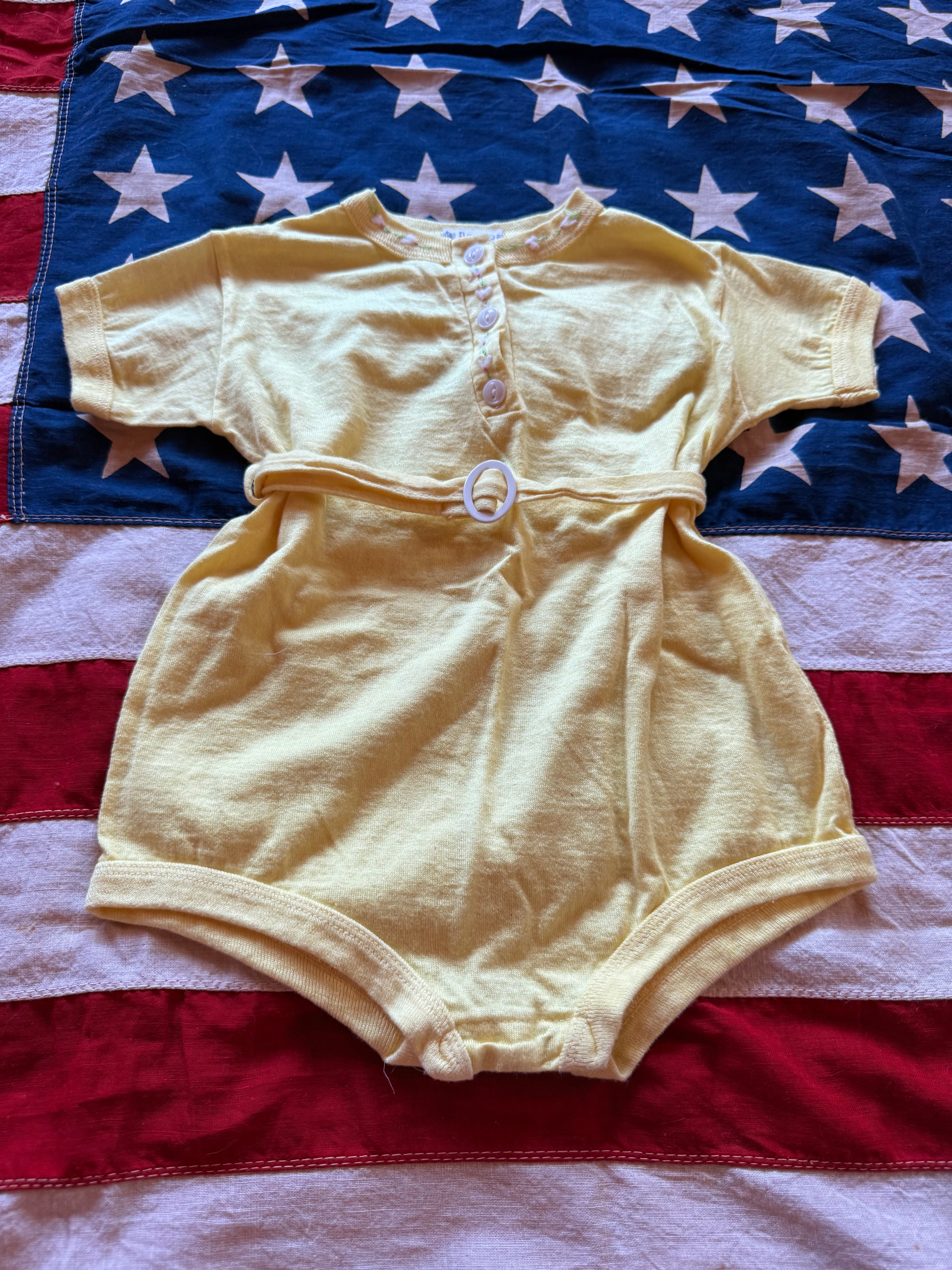 1940s yellow belted romper