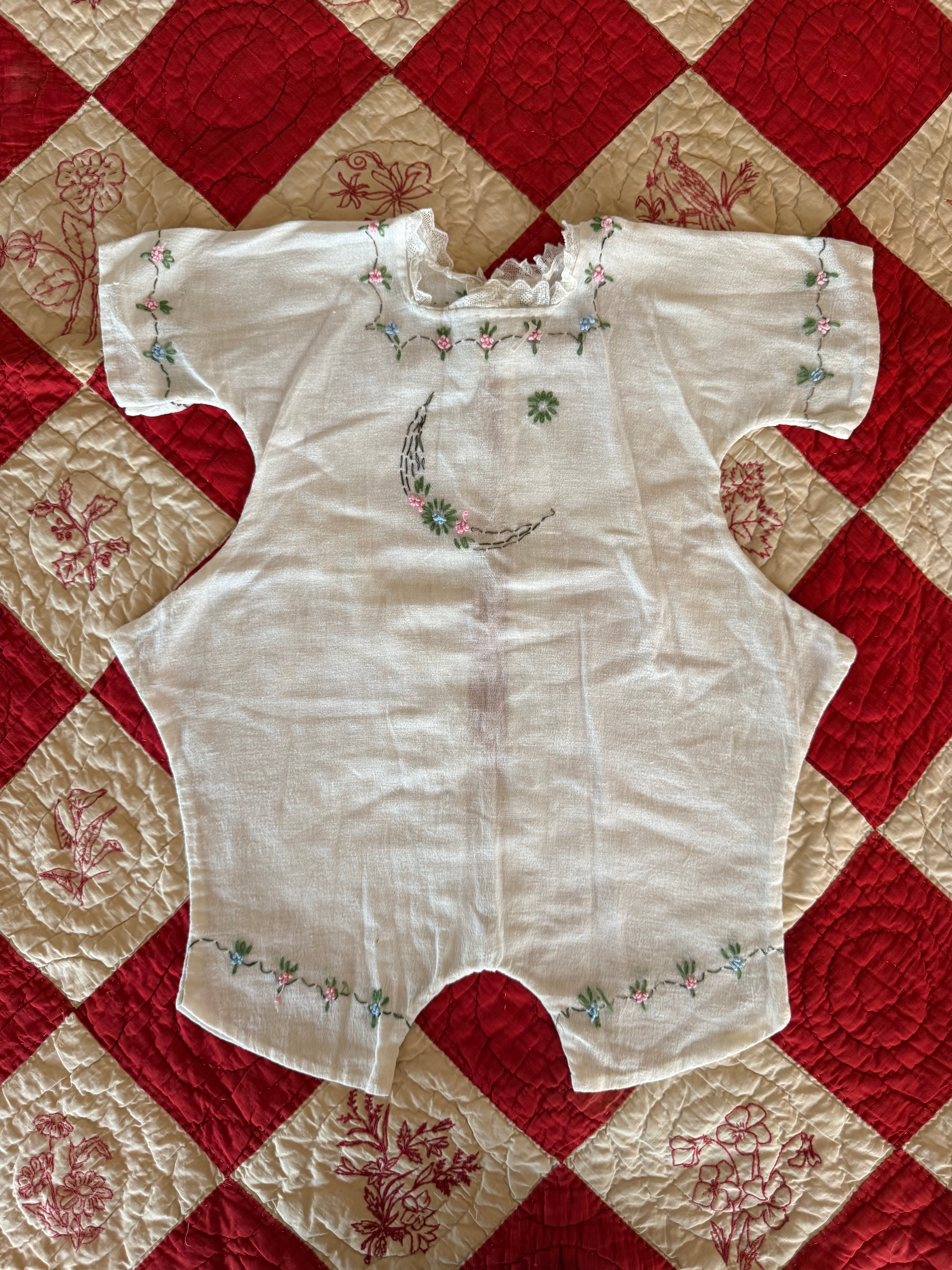 1940s hand embroidered moon romper