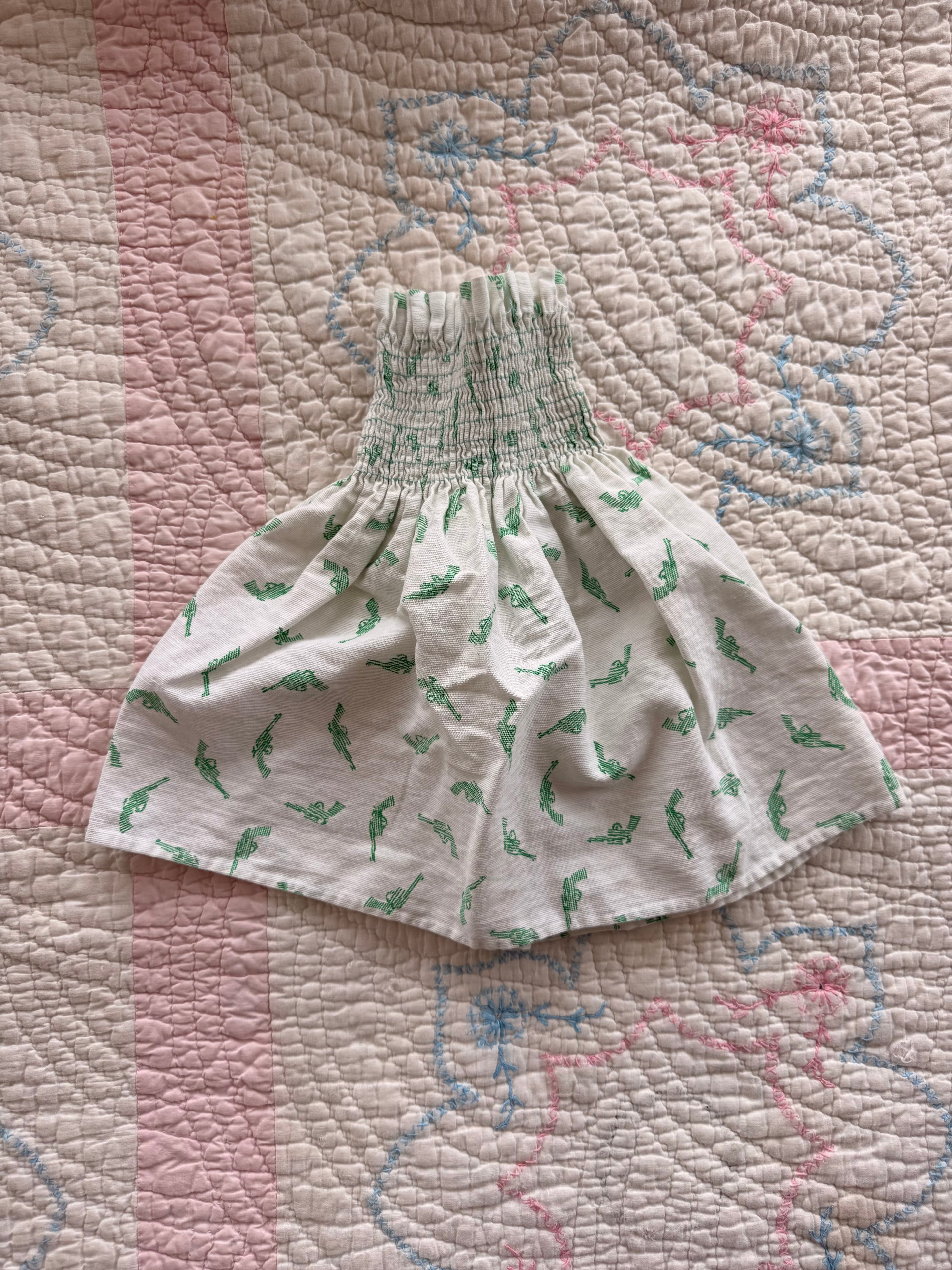 1950s green revolver print smocked set