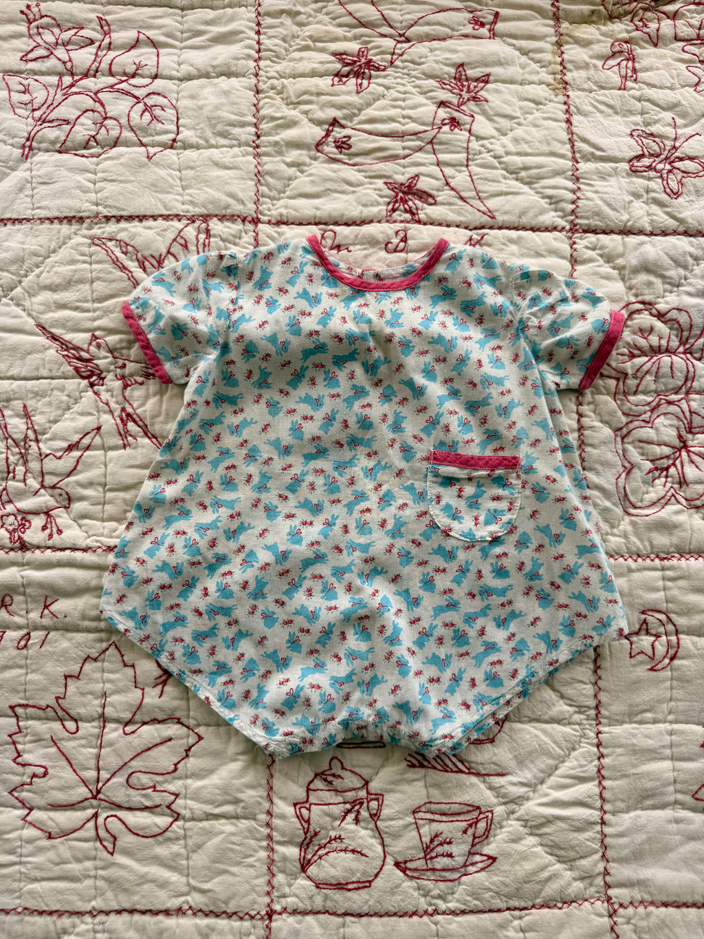 1940s blue bunny romper