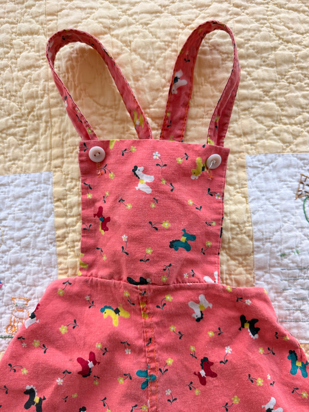 1950s pink pony overall shorts