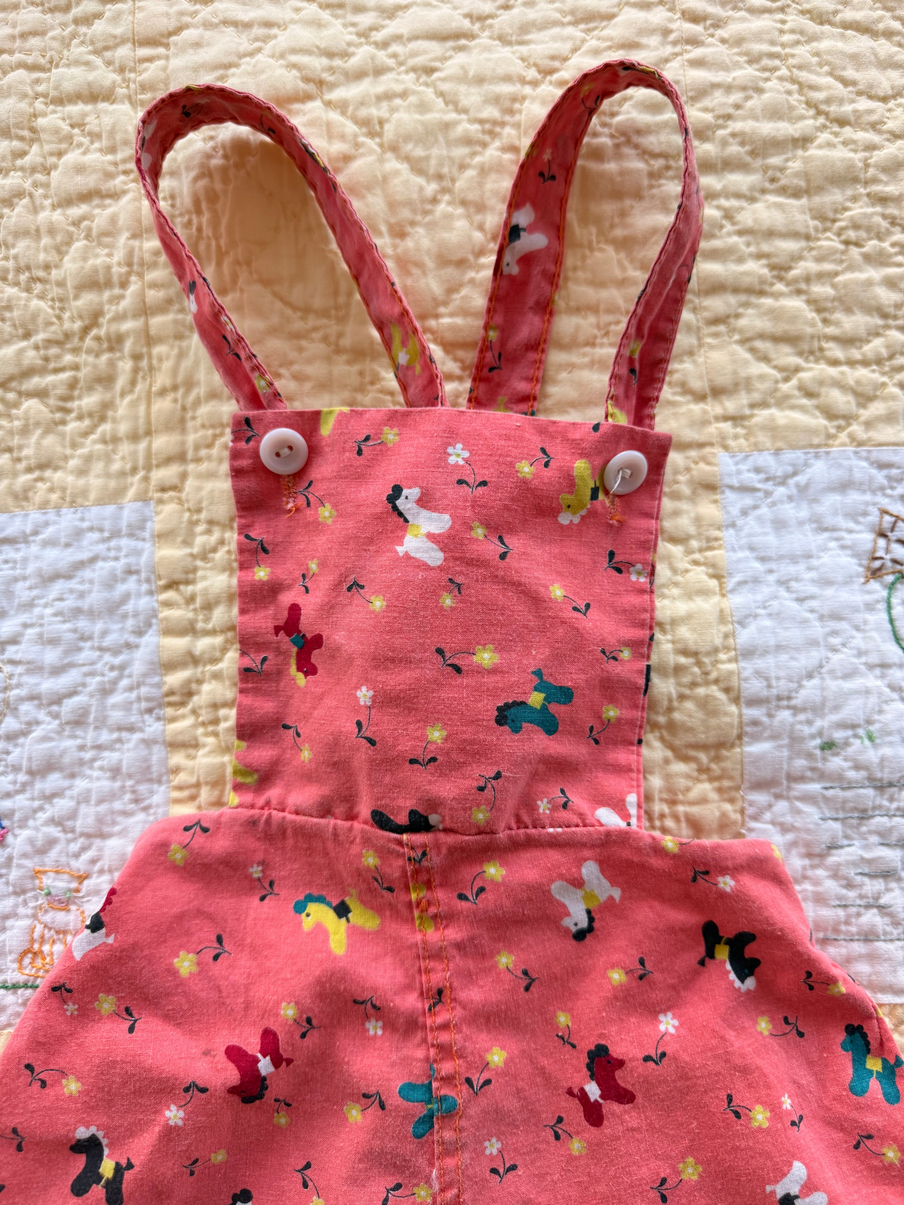 1950s pink pony overall shorts