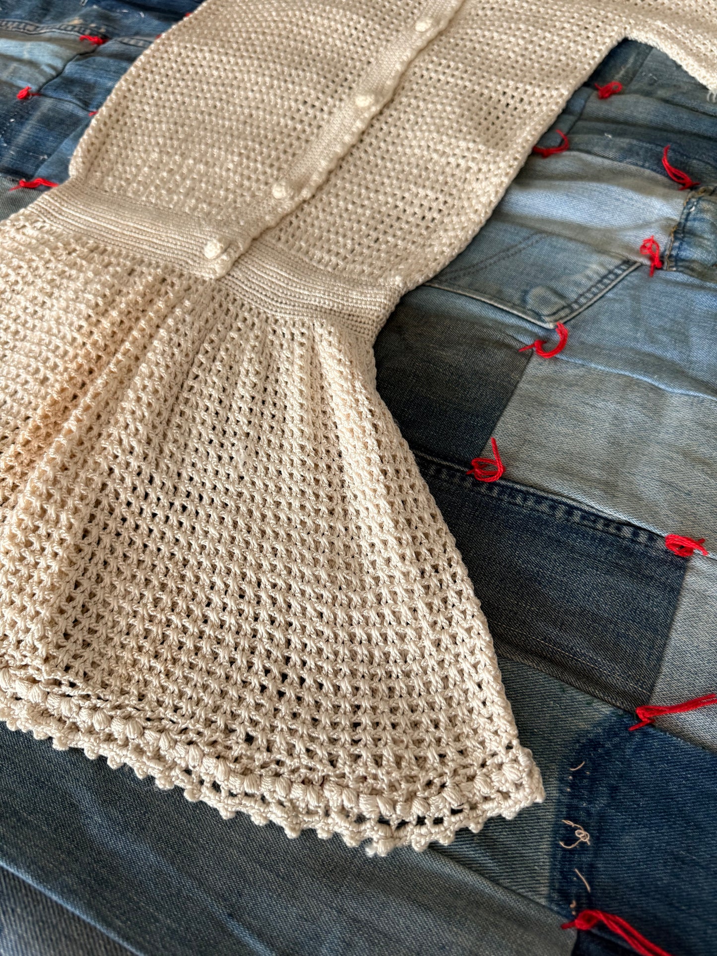 1930s white silk crochet dress