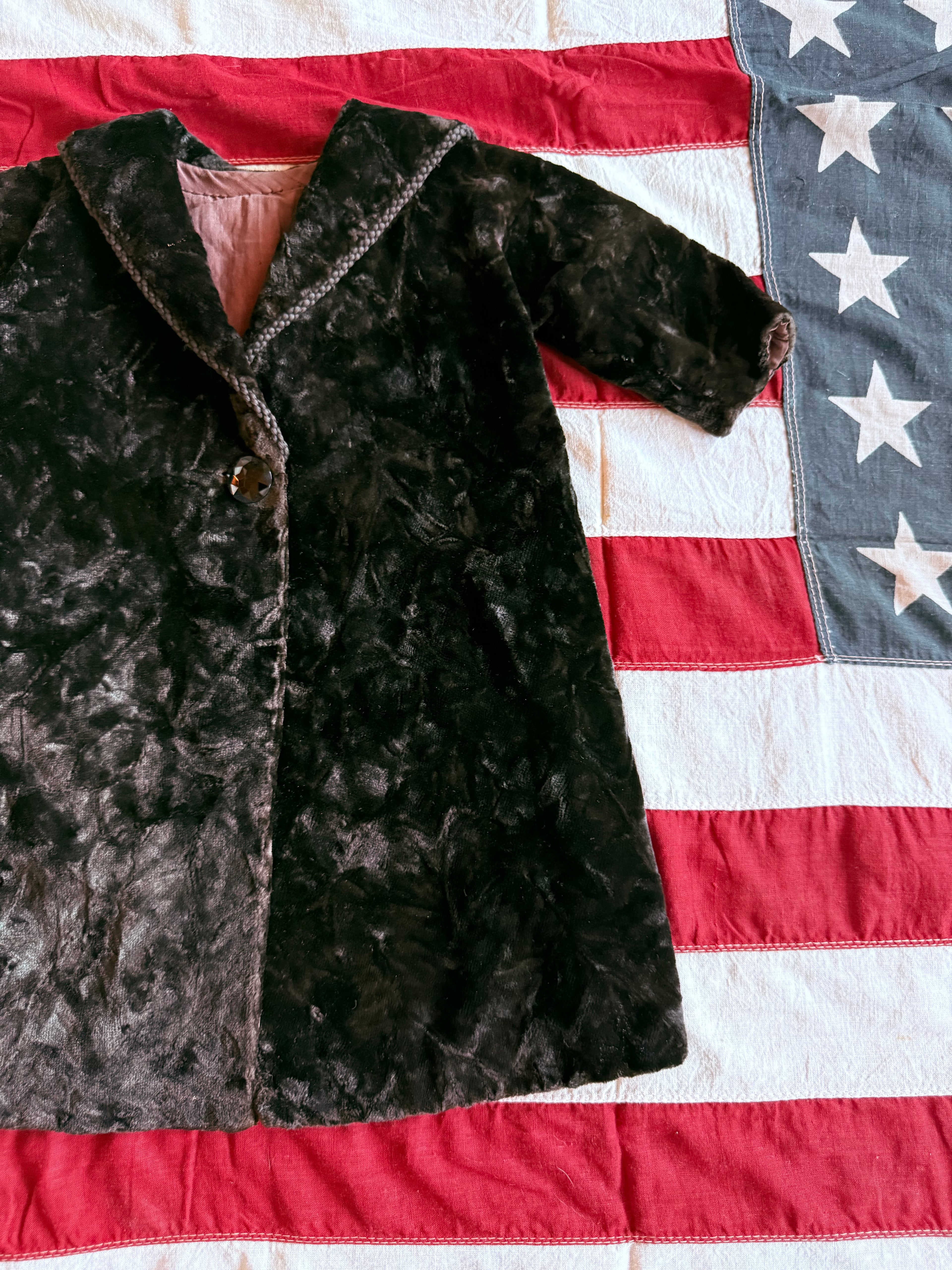 1900s crushed velvet baby full length jacket
