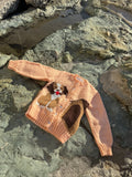 1950s peach puppy hand knit cardigan