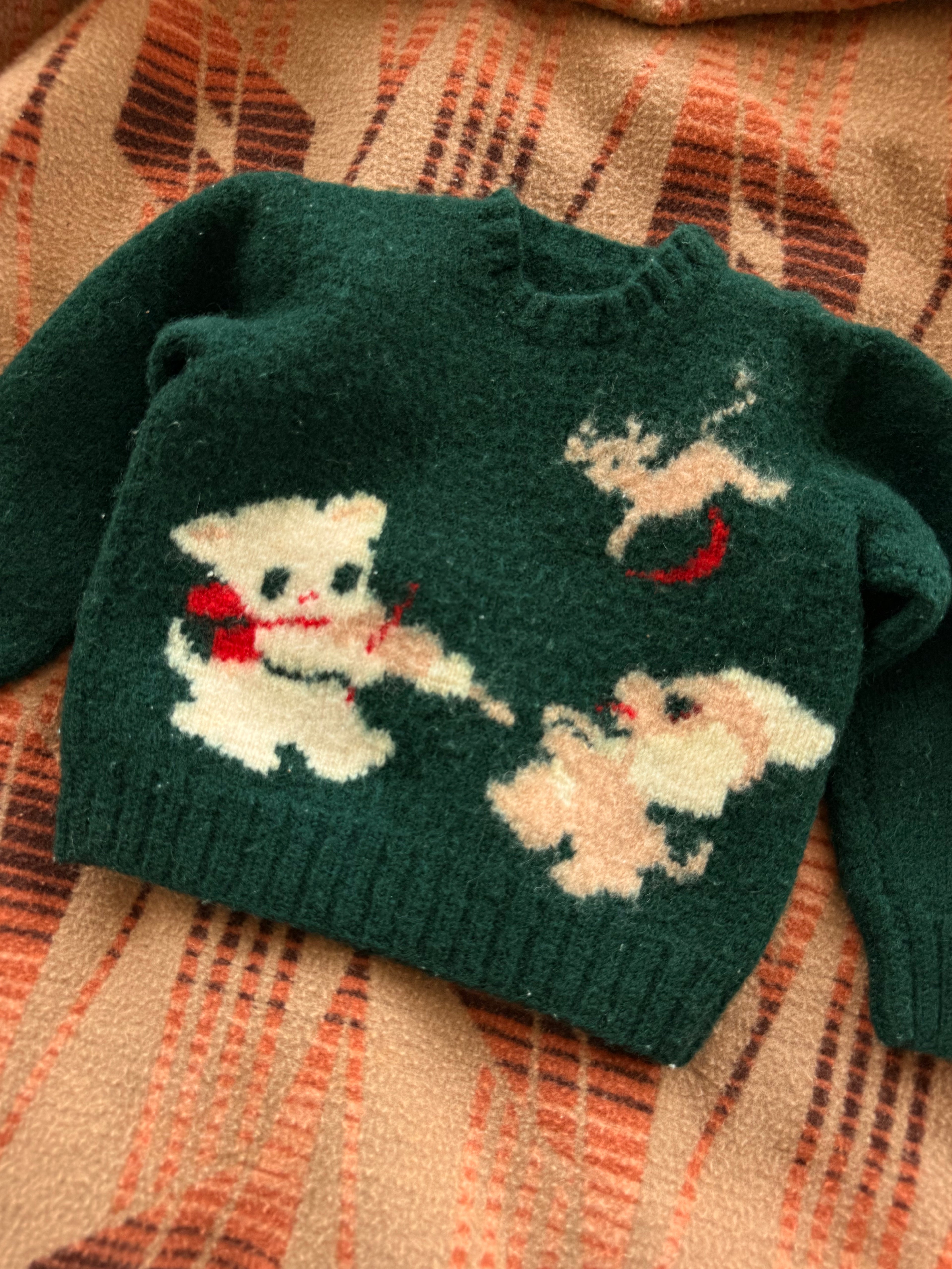 1950s hey diddle diddle knit baby sweater