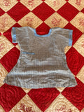 1920s blue checkered apron dress