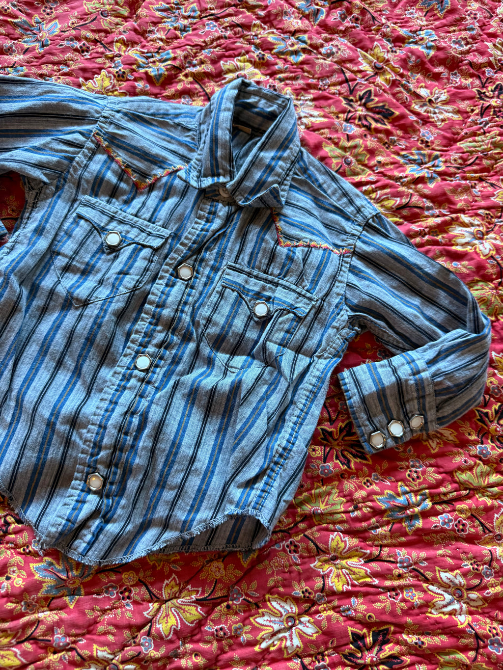 1950s blue & grey western top