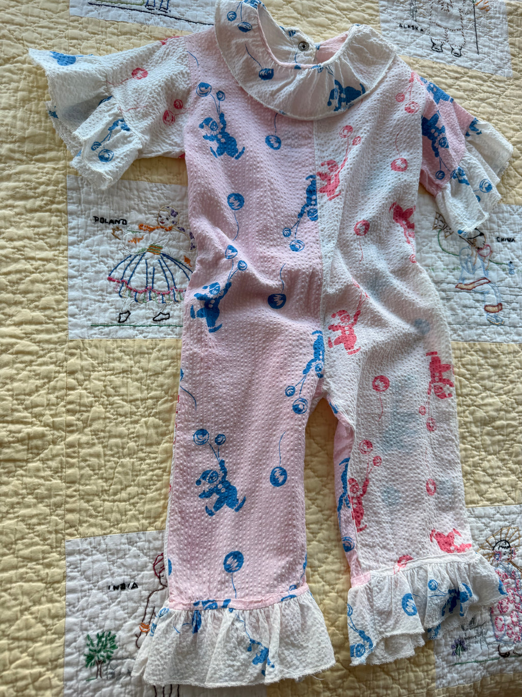 1950s seersucker clown suit