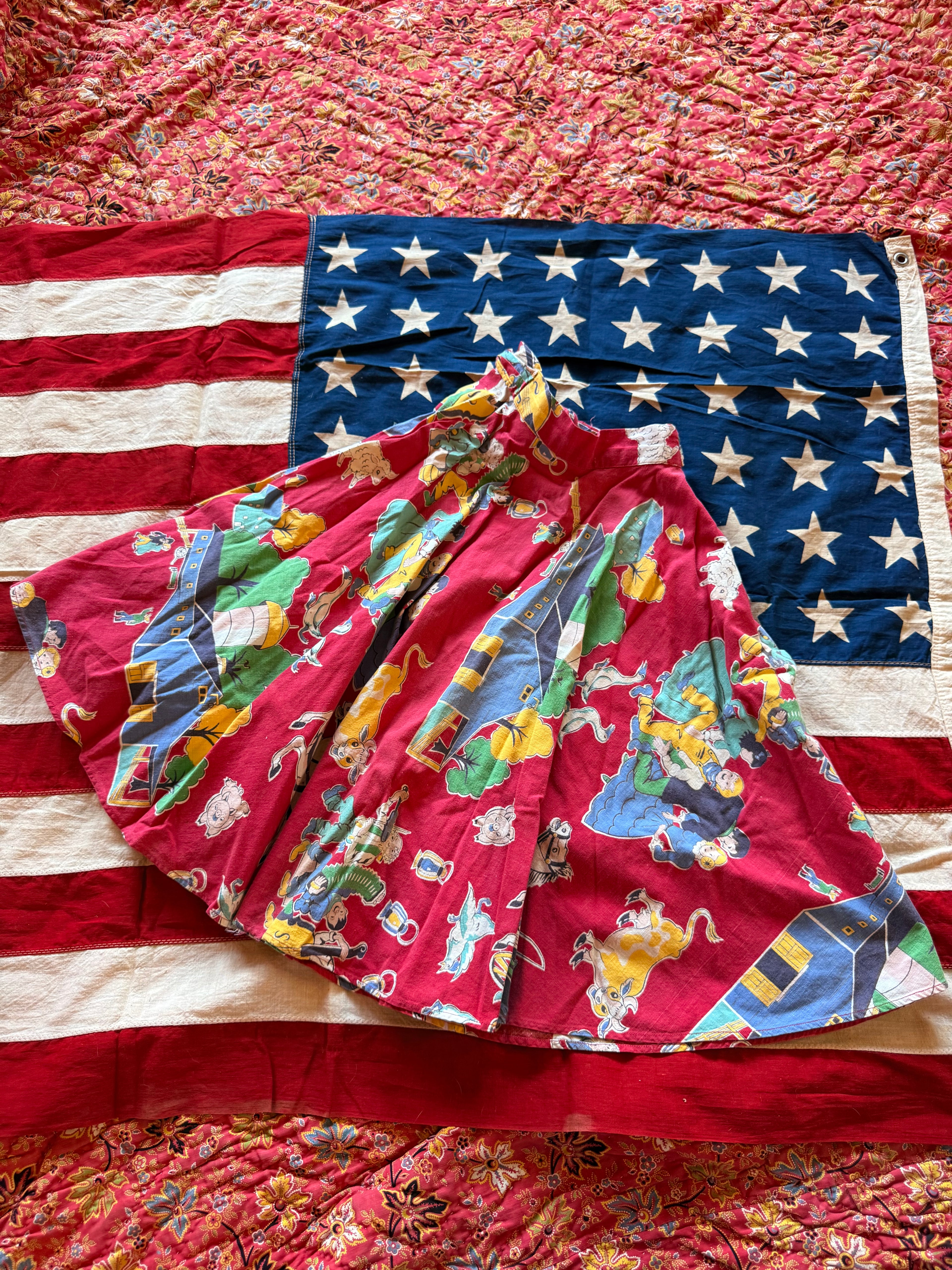 1950s printed western wagon skirt