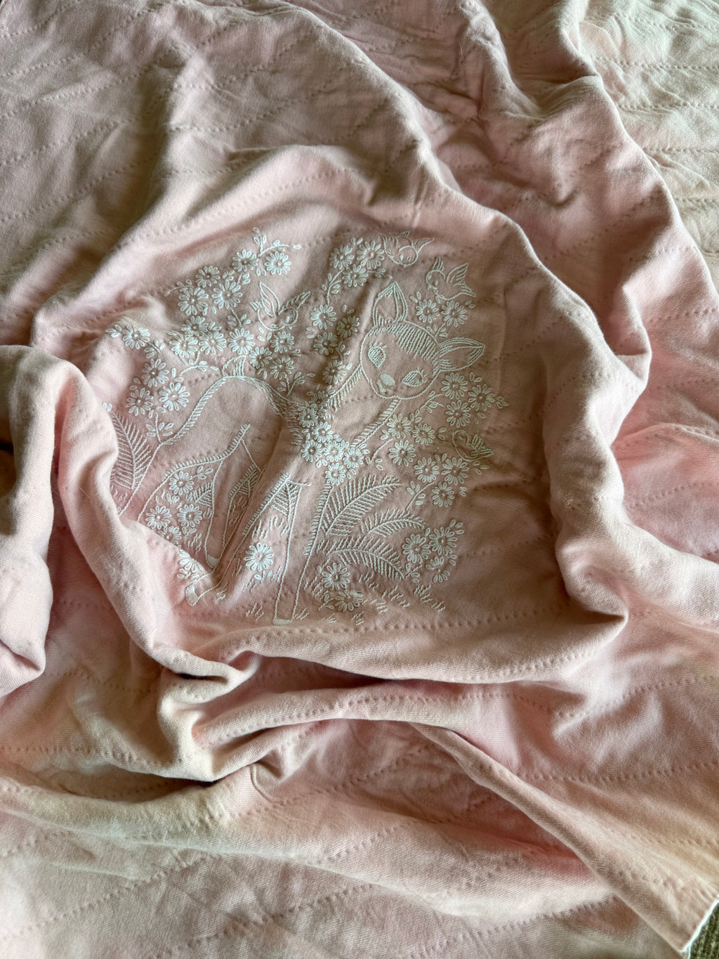 1950s floral fawn crib quilt