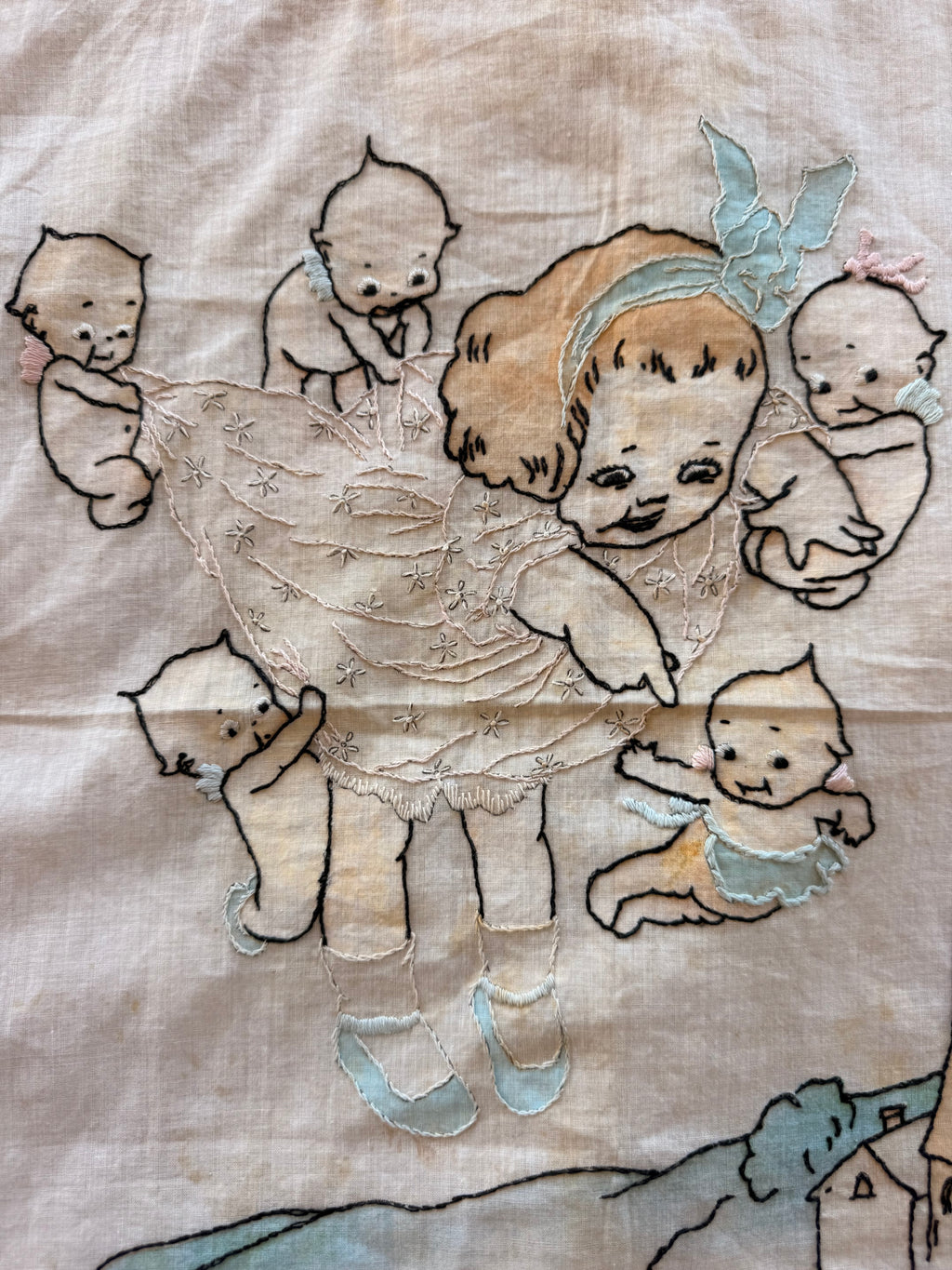 1900s embroidered kewpie handkerchief