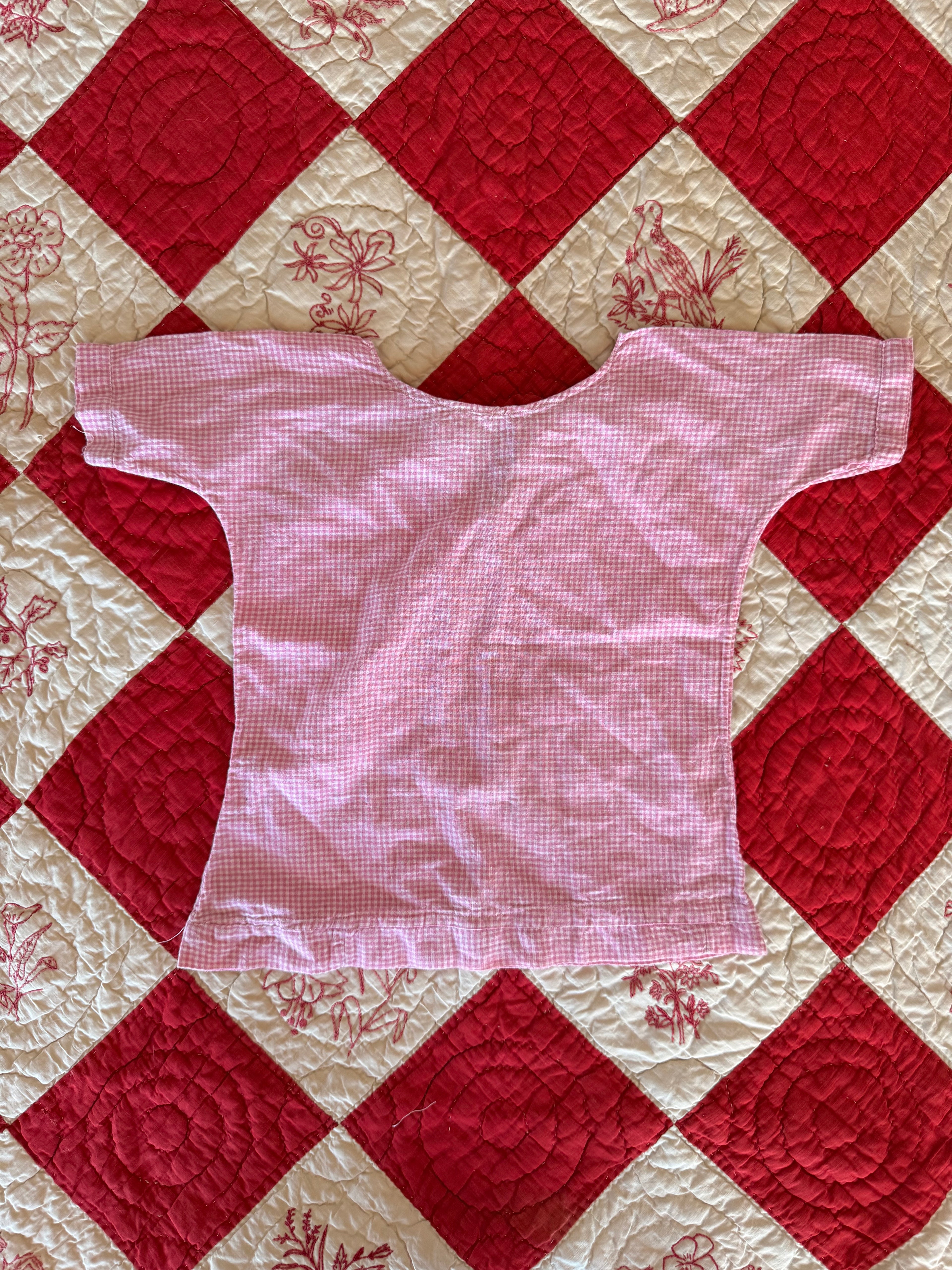 1930s pink gingham tunic dress