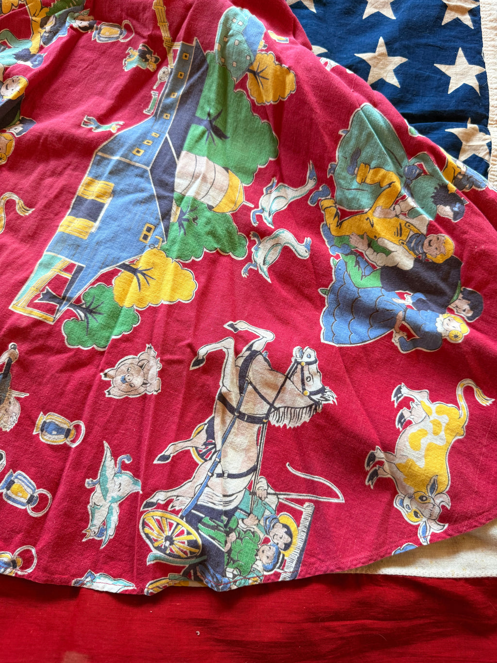 1950s printed western wagon skirt