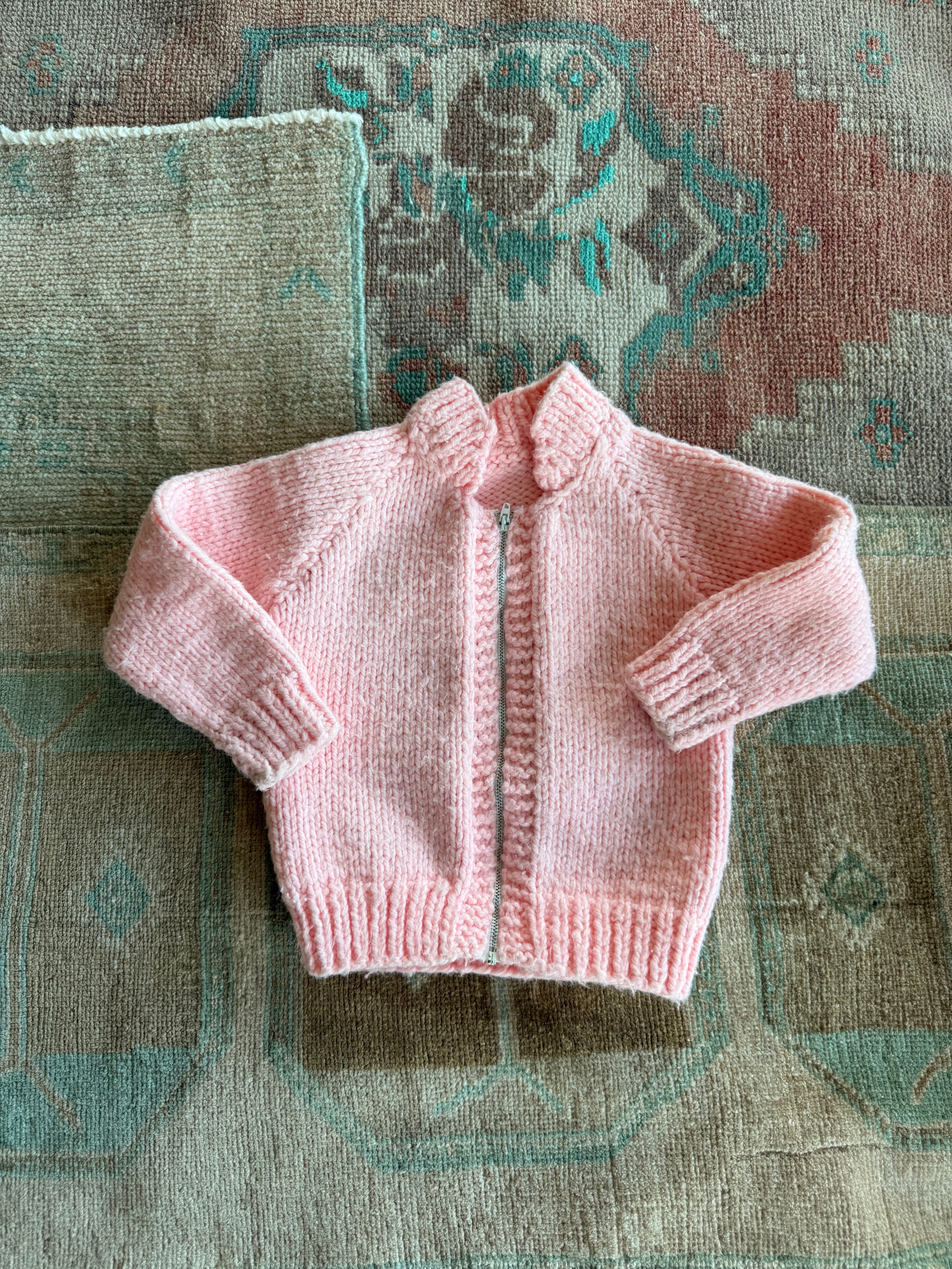1970s pink kitten knit