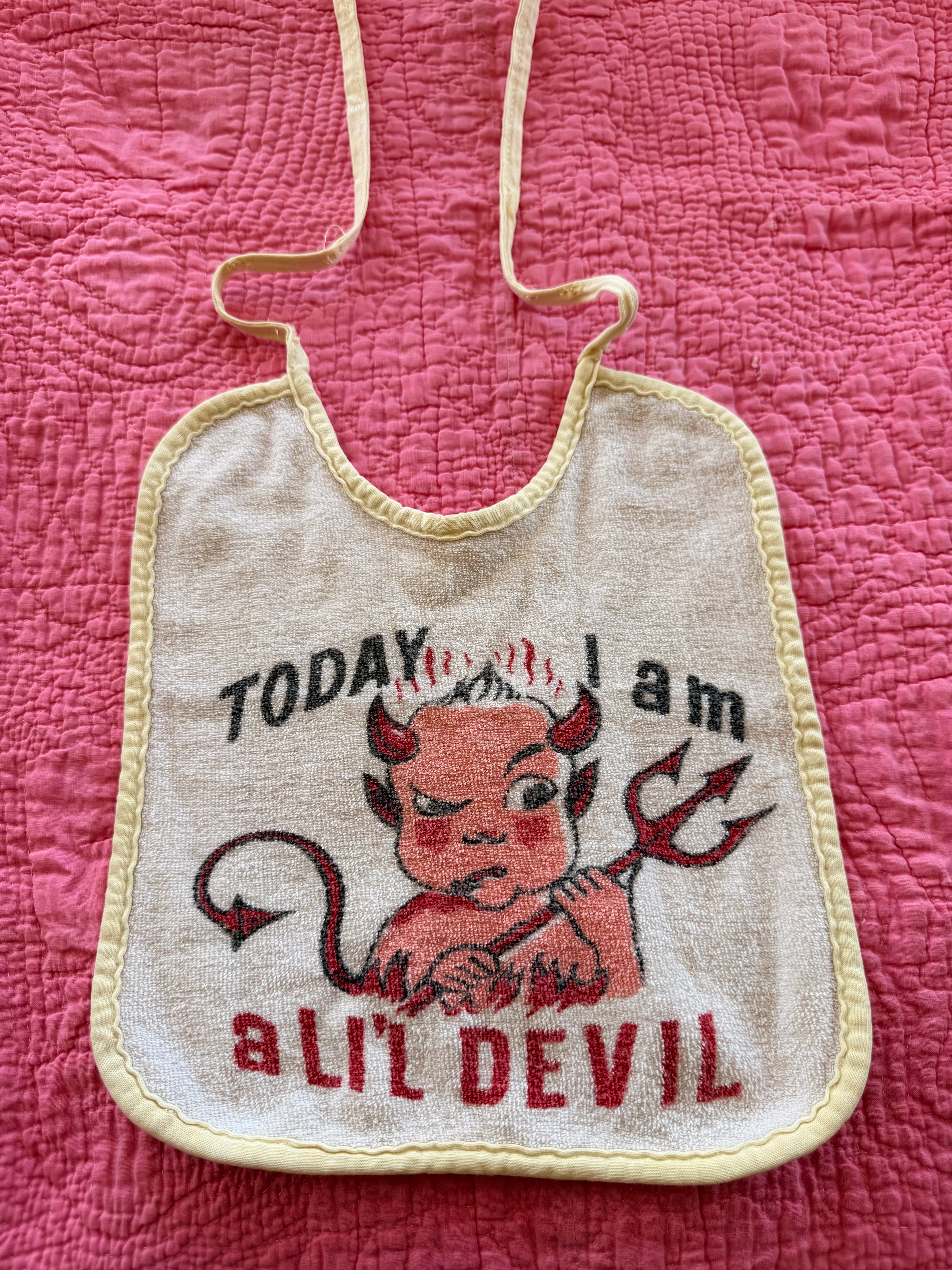 1960s double sided bib, lil angel / lil devil