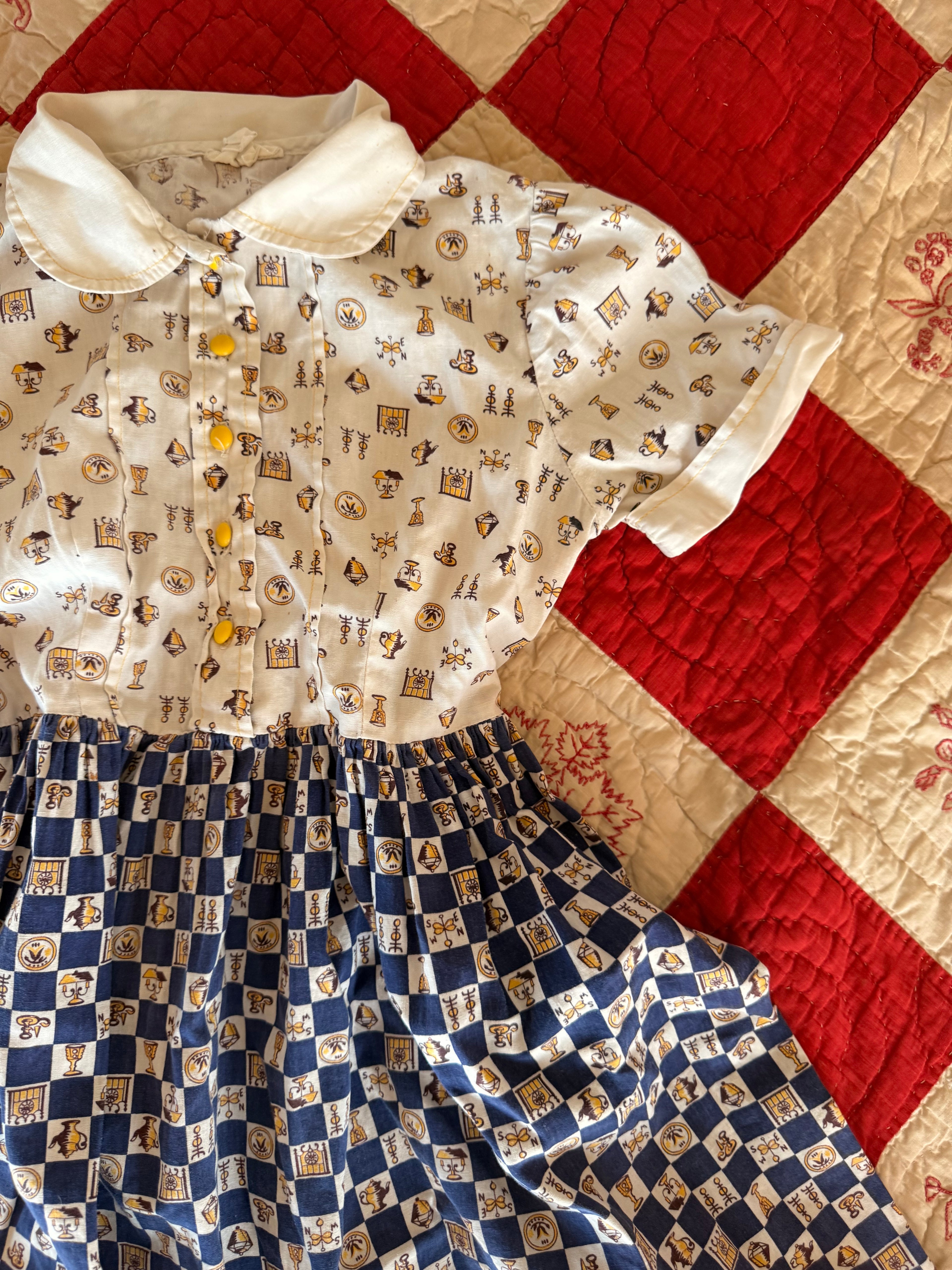 1950s weathervane mix printed dress