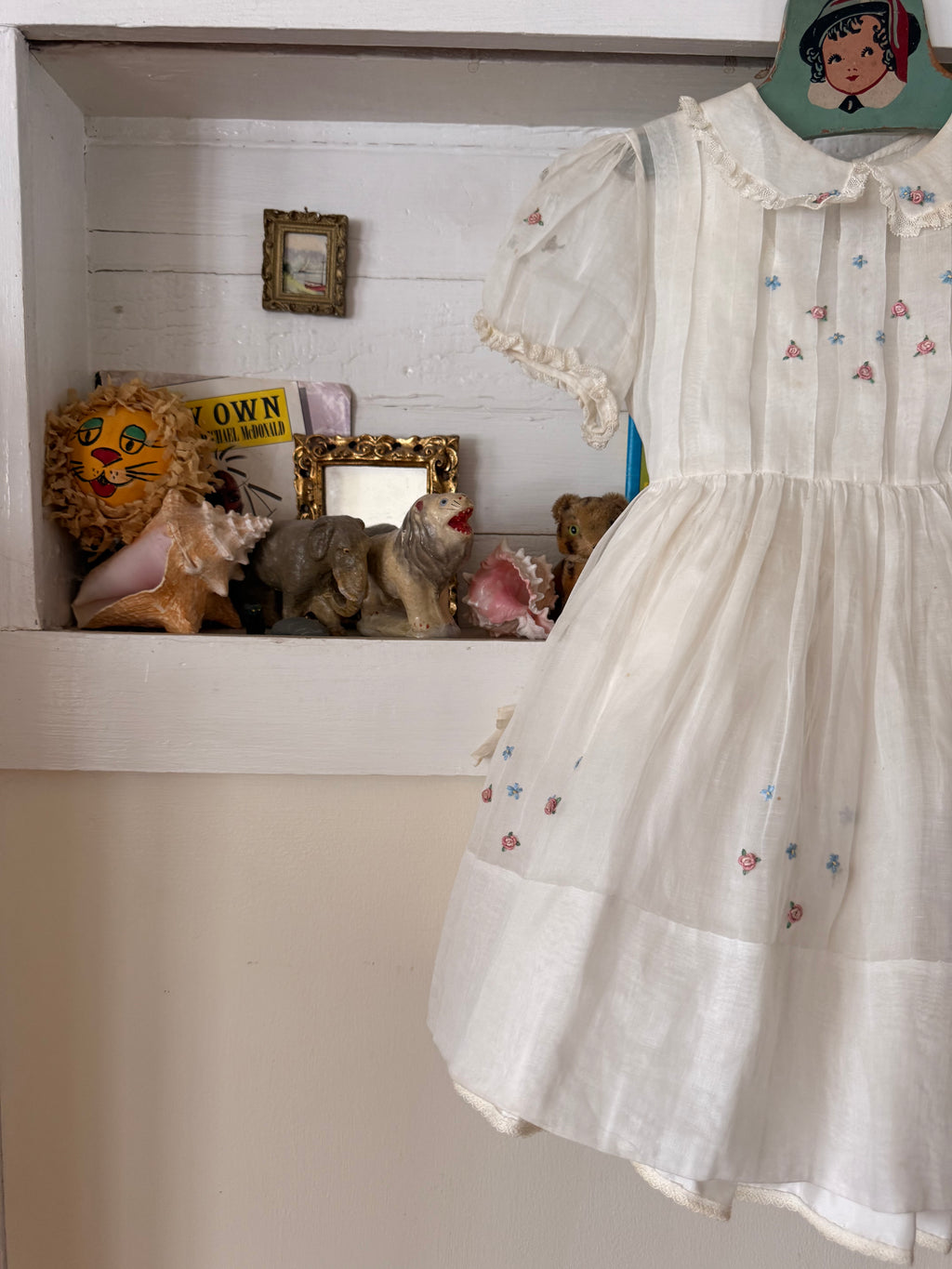 1950s embroidered organdy dress & slip