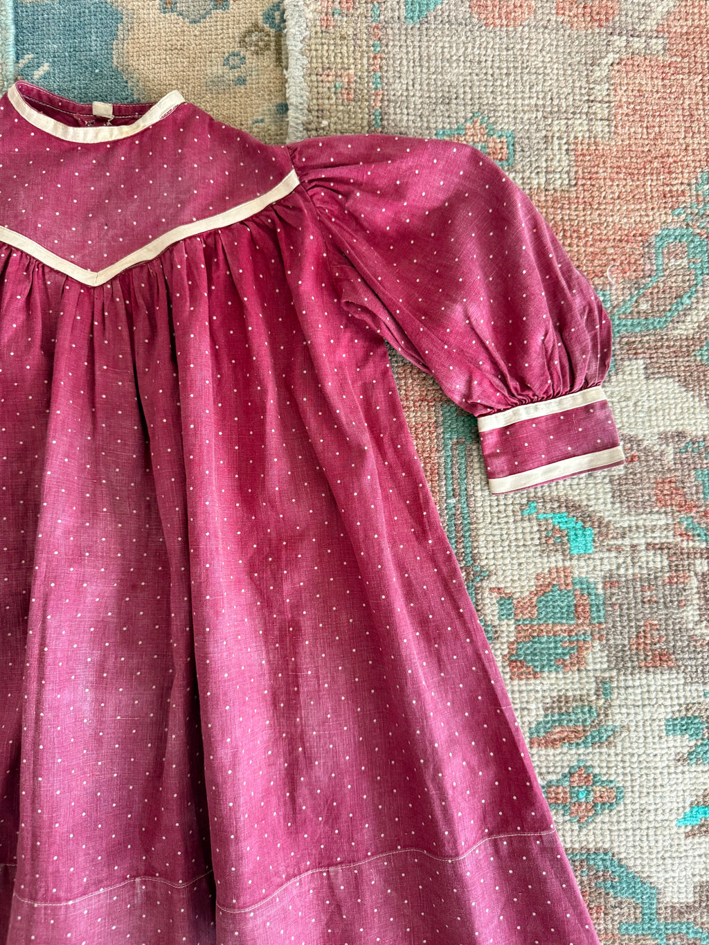 1900s dotted mulberry dress