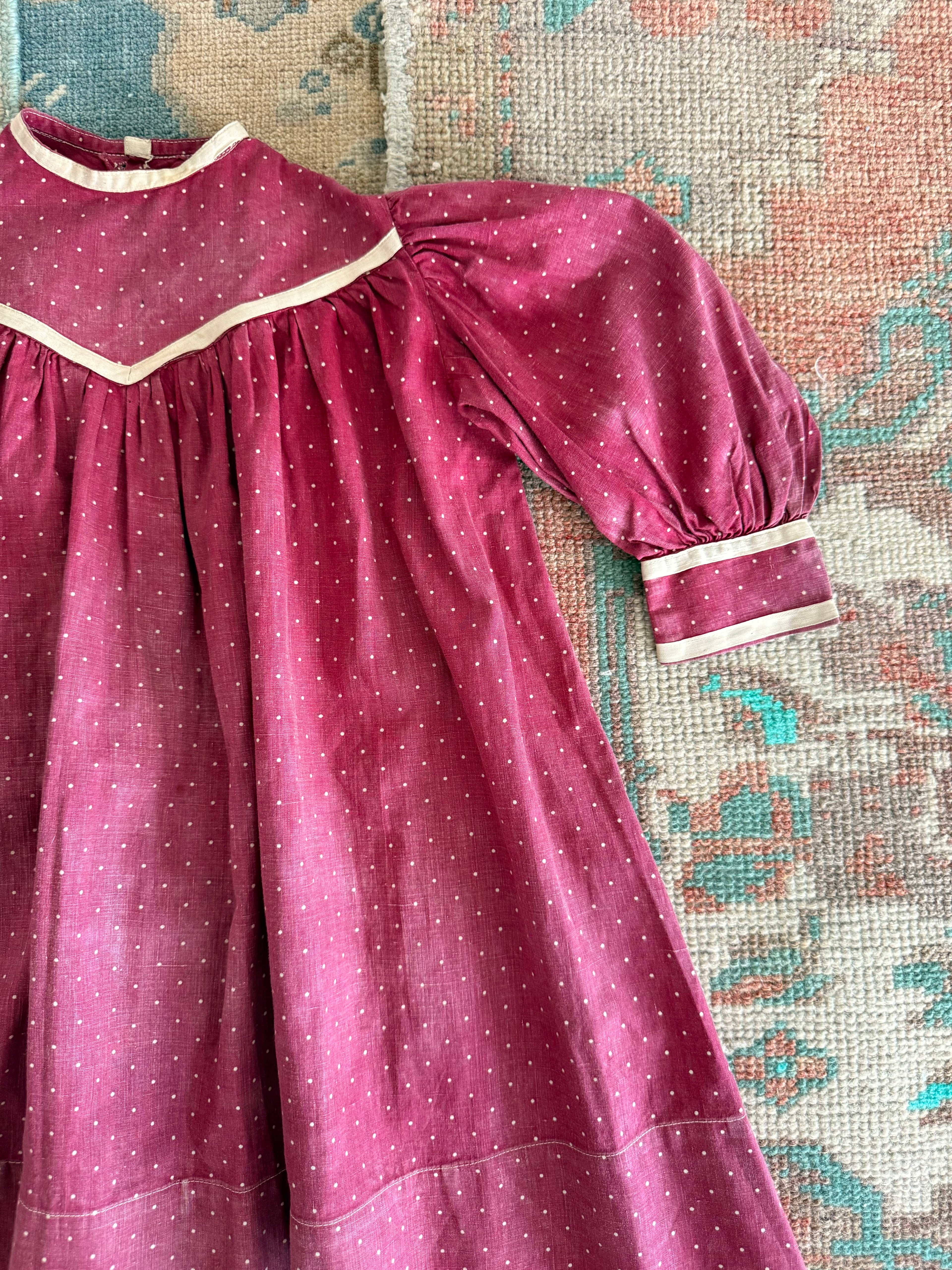 1900s dotted mulberry dress