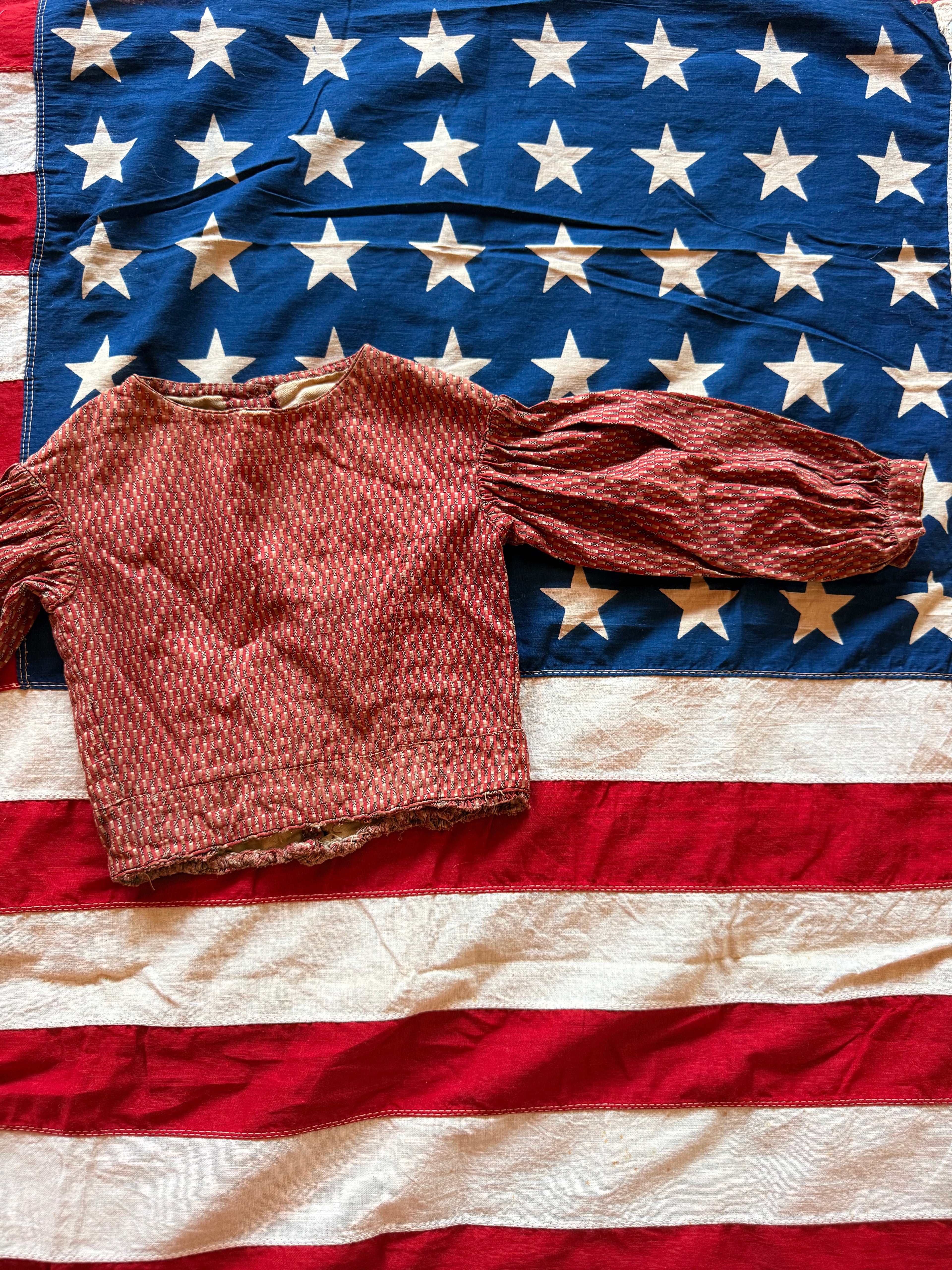 1900s rust colored printed bodice