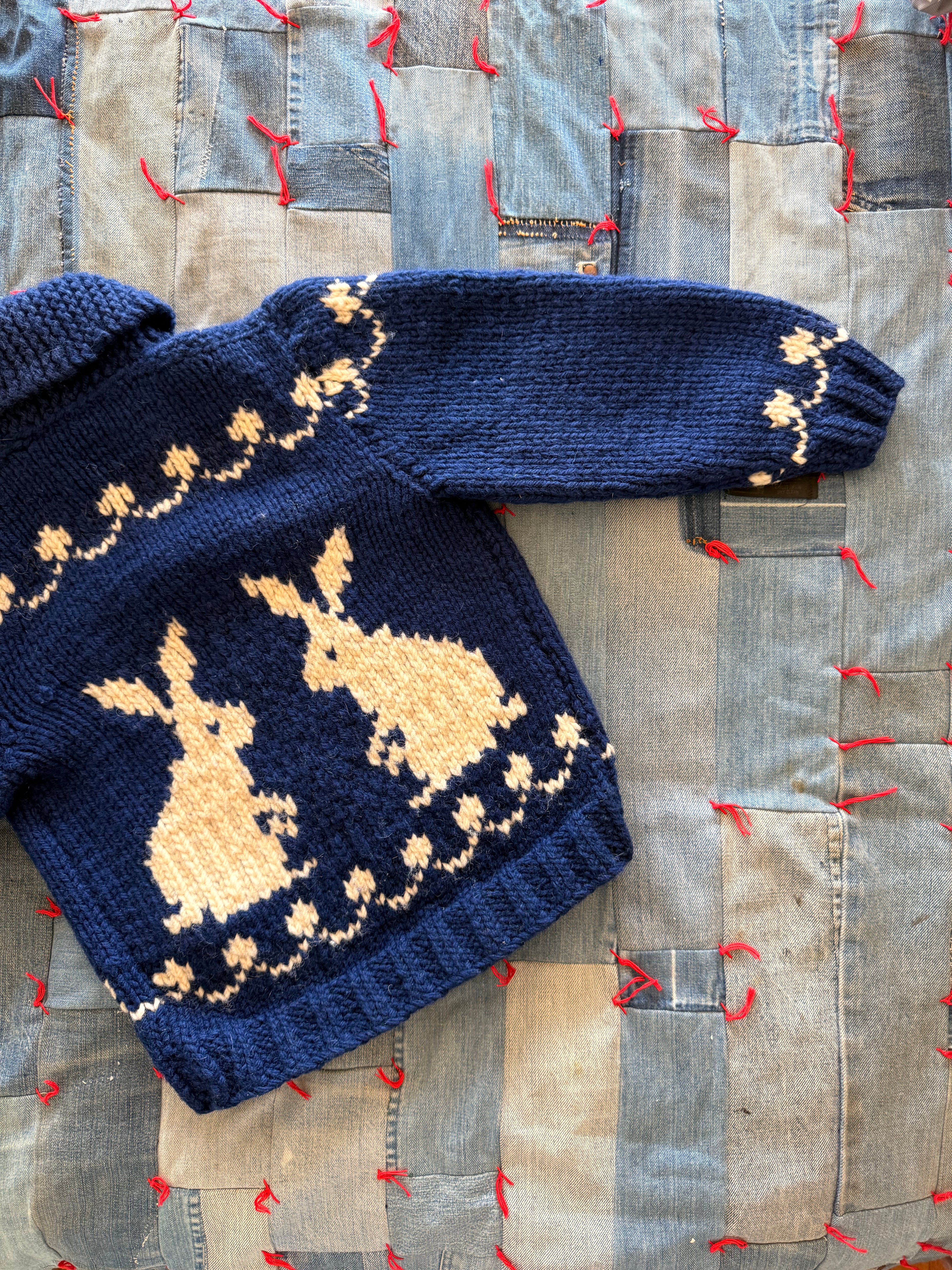 1960s navy wool bunny cowichan
