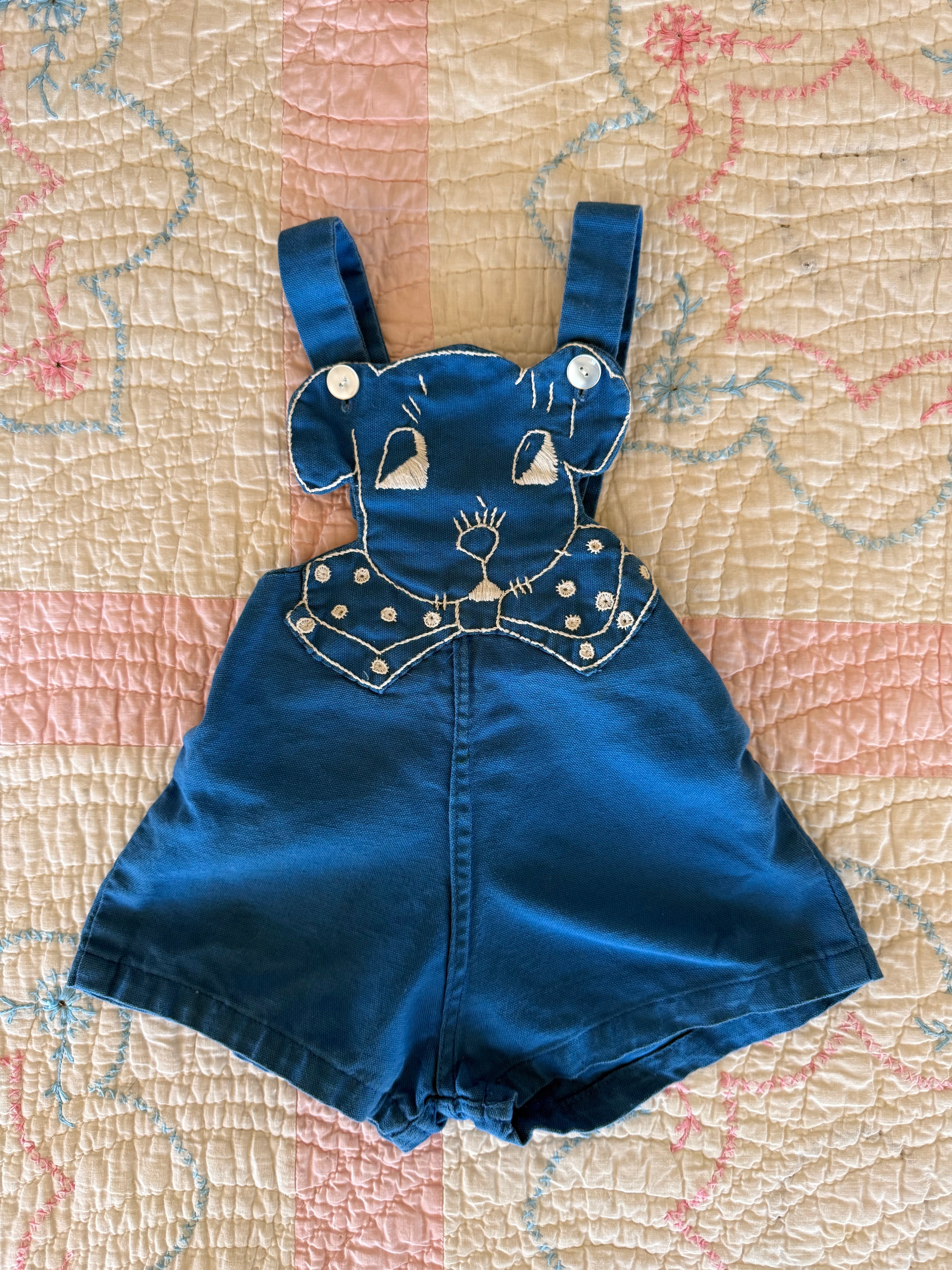 1960s doggy overalls, blue