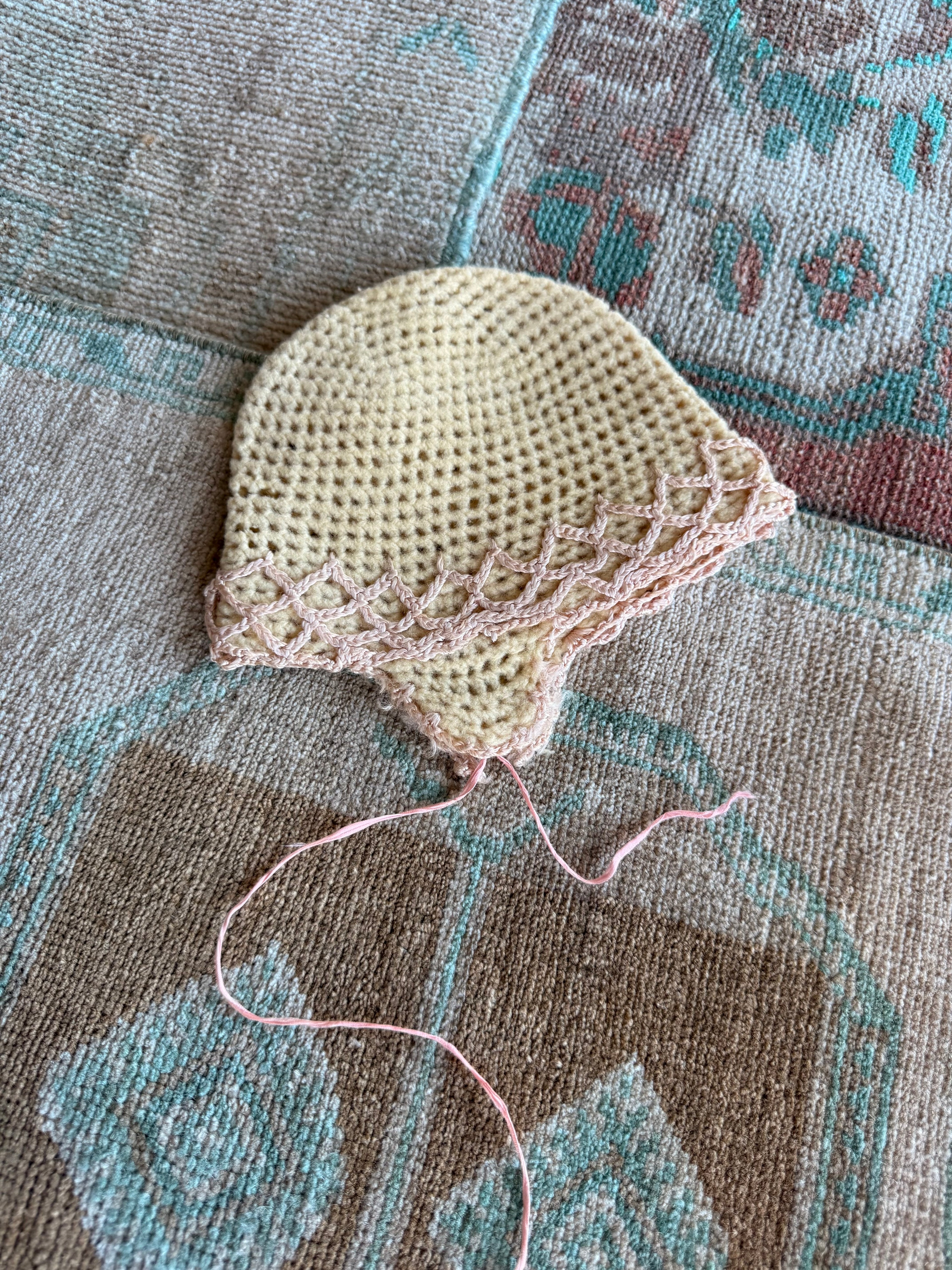 1920 knit baby bonnet