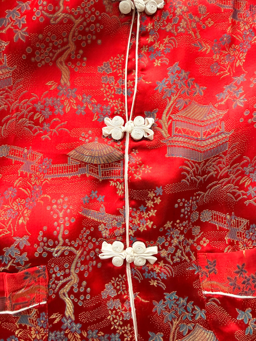 1970s chinese red satin lounge set