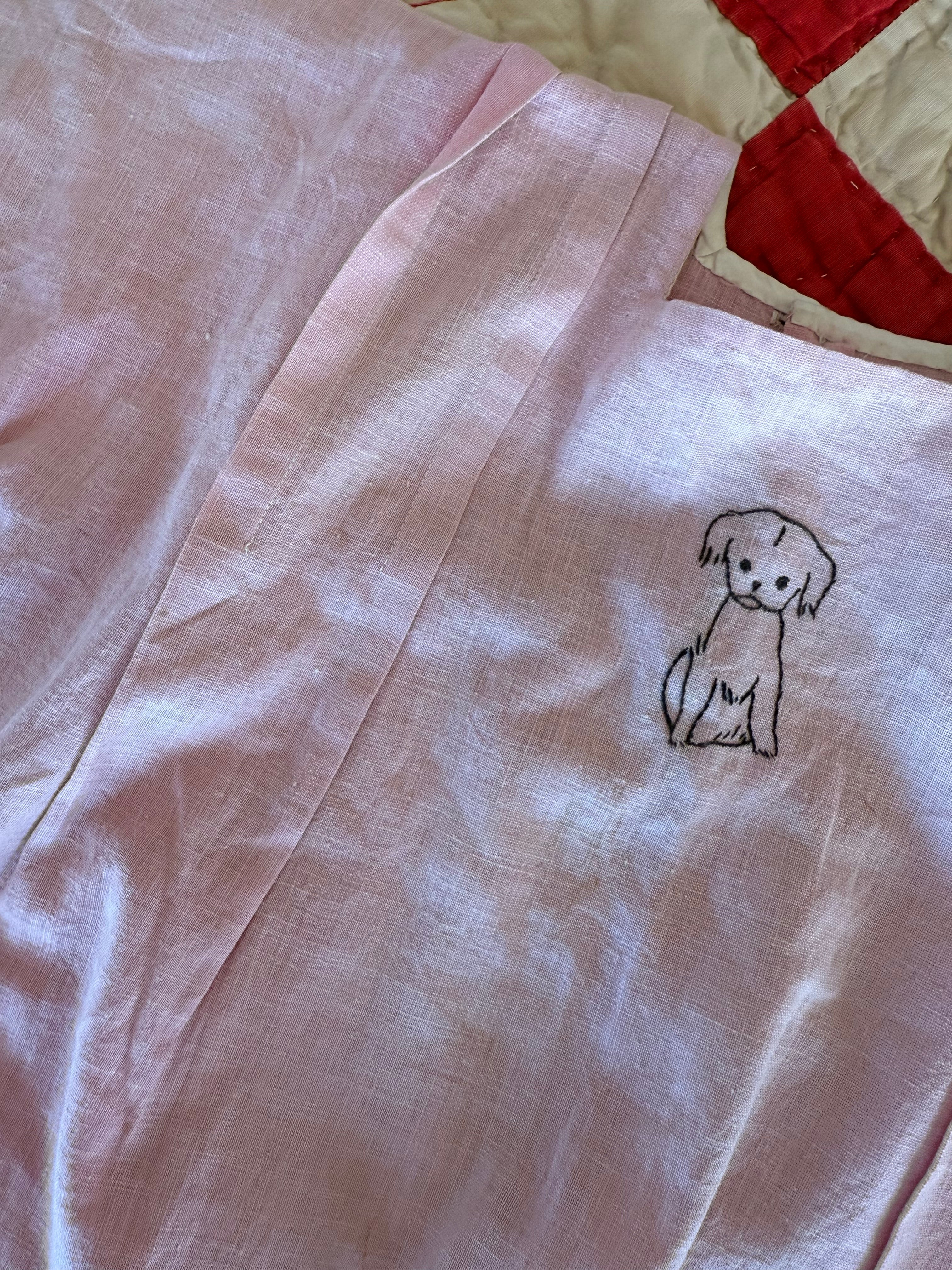 1930s pink linen puppy dress