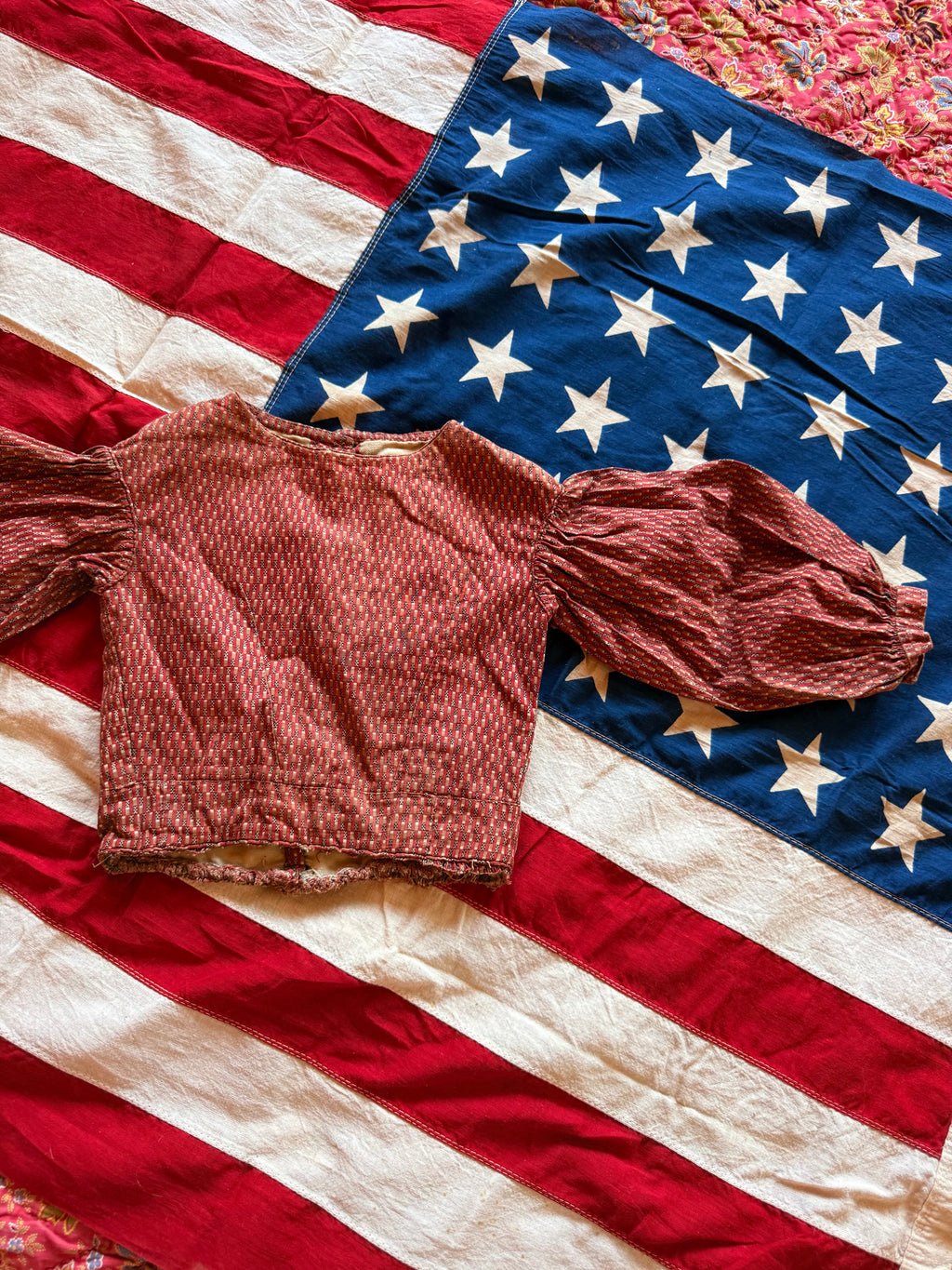 1900s rust colored printed bodice