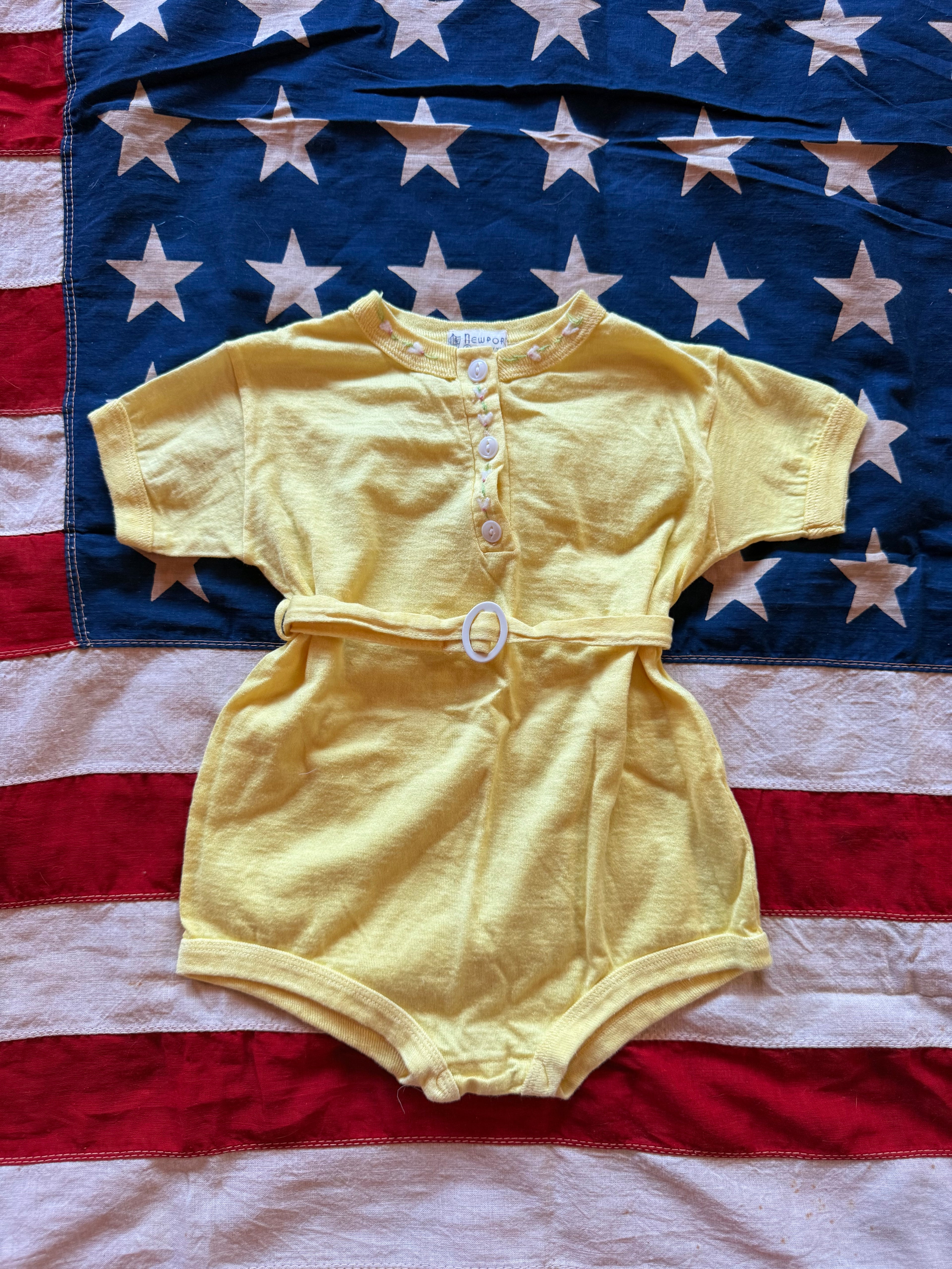 1940s yellow belted romper