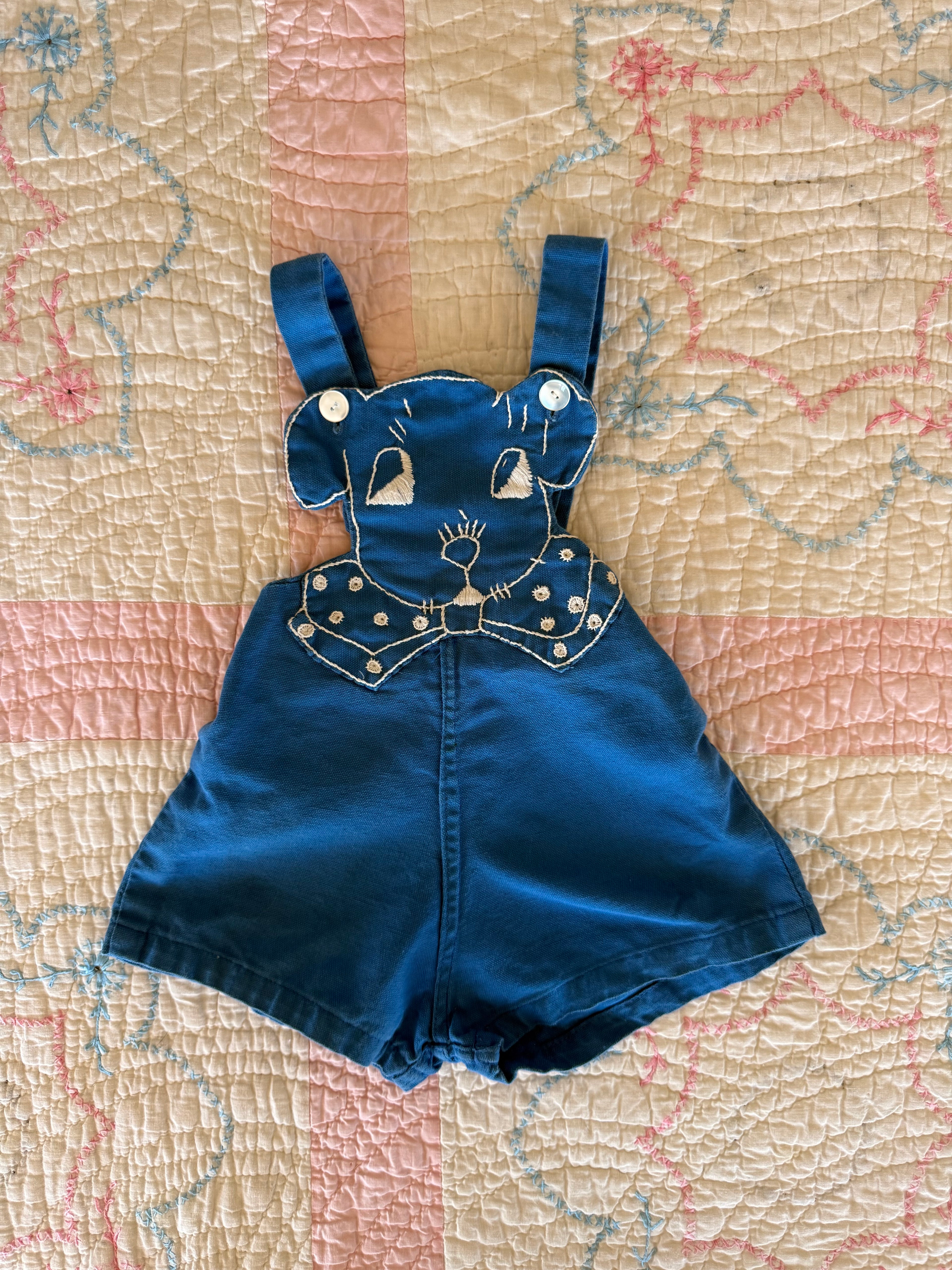 1960s doggy overalls, blue