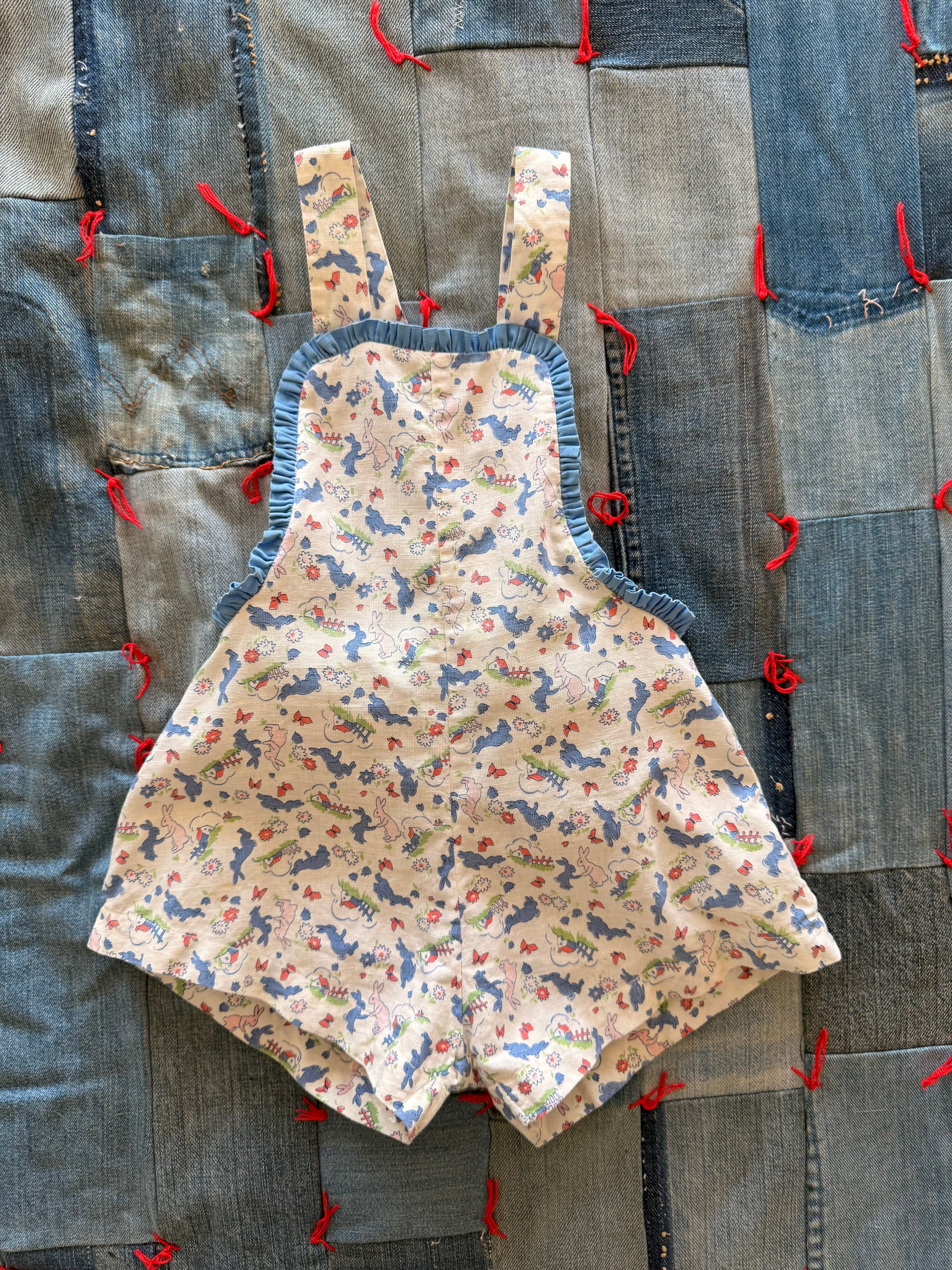 1940s pink & blue bunny romper