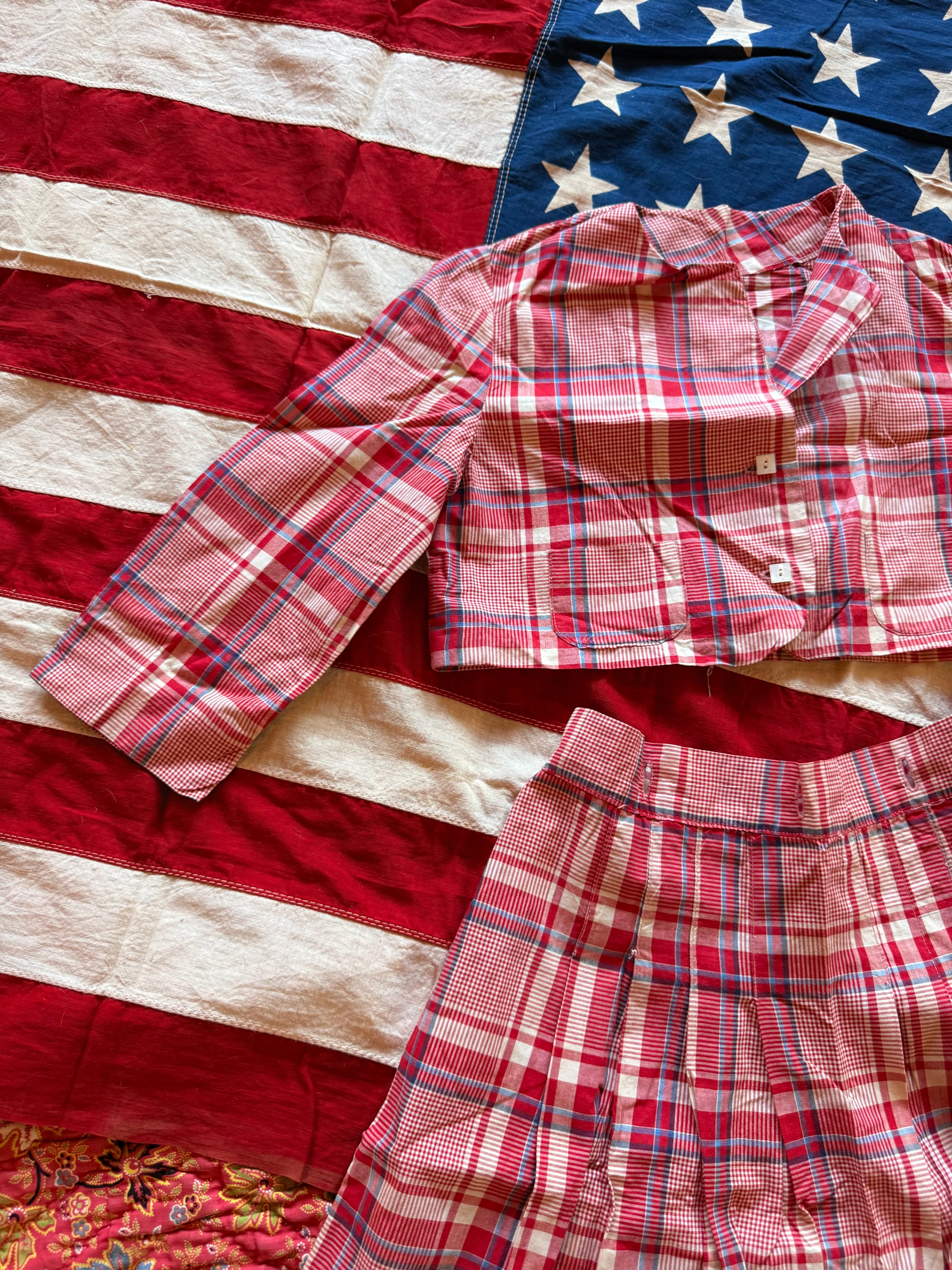 1940s plaid skirt set