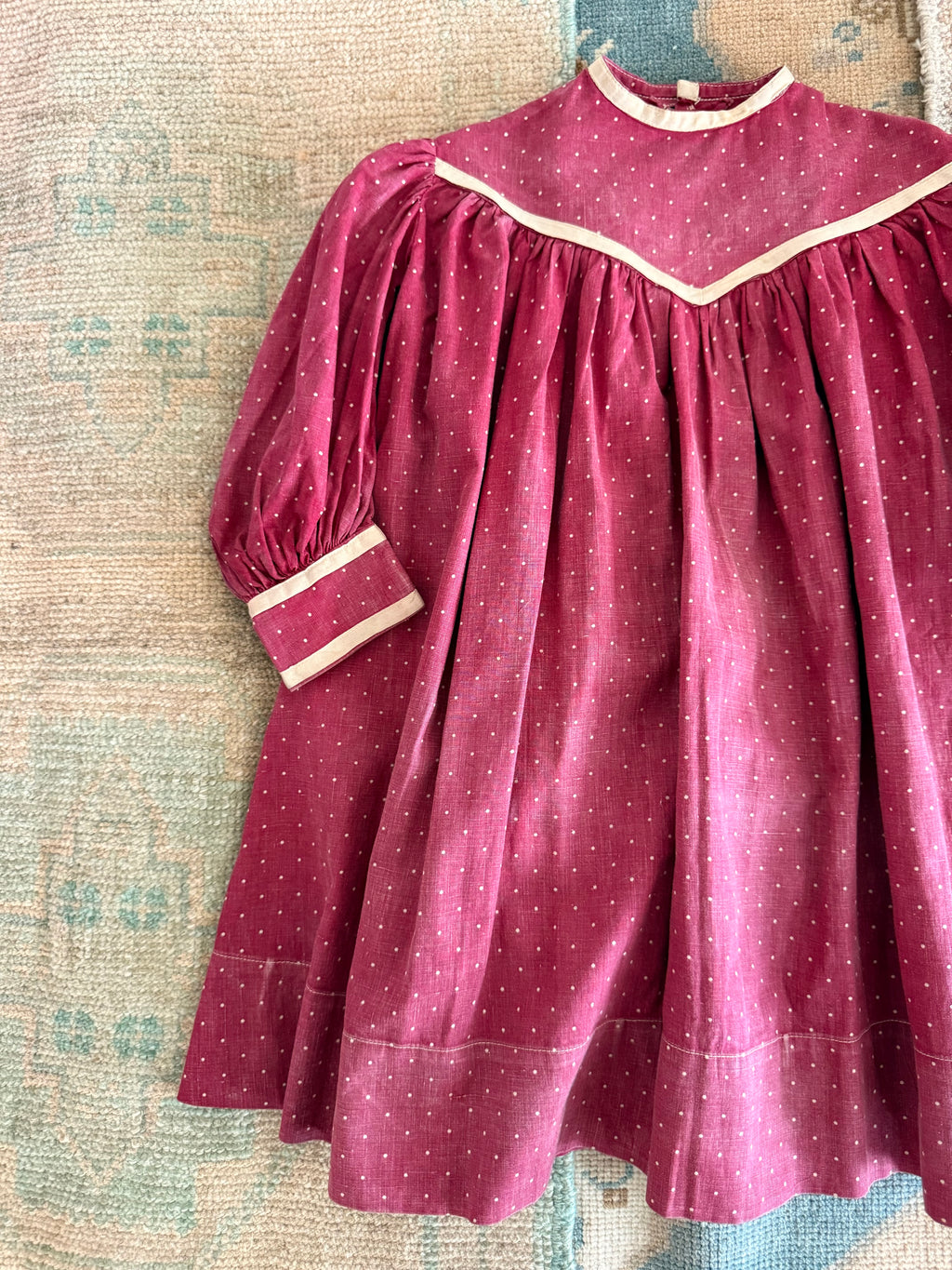 1900s dotted mulberry dress