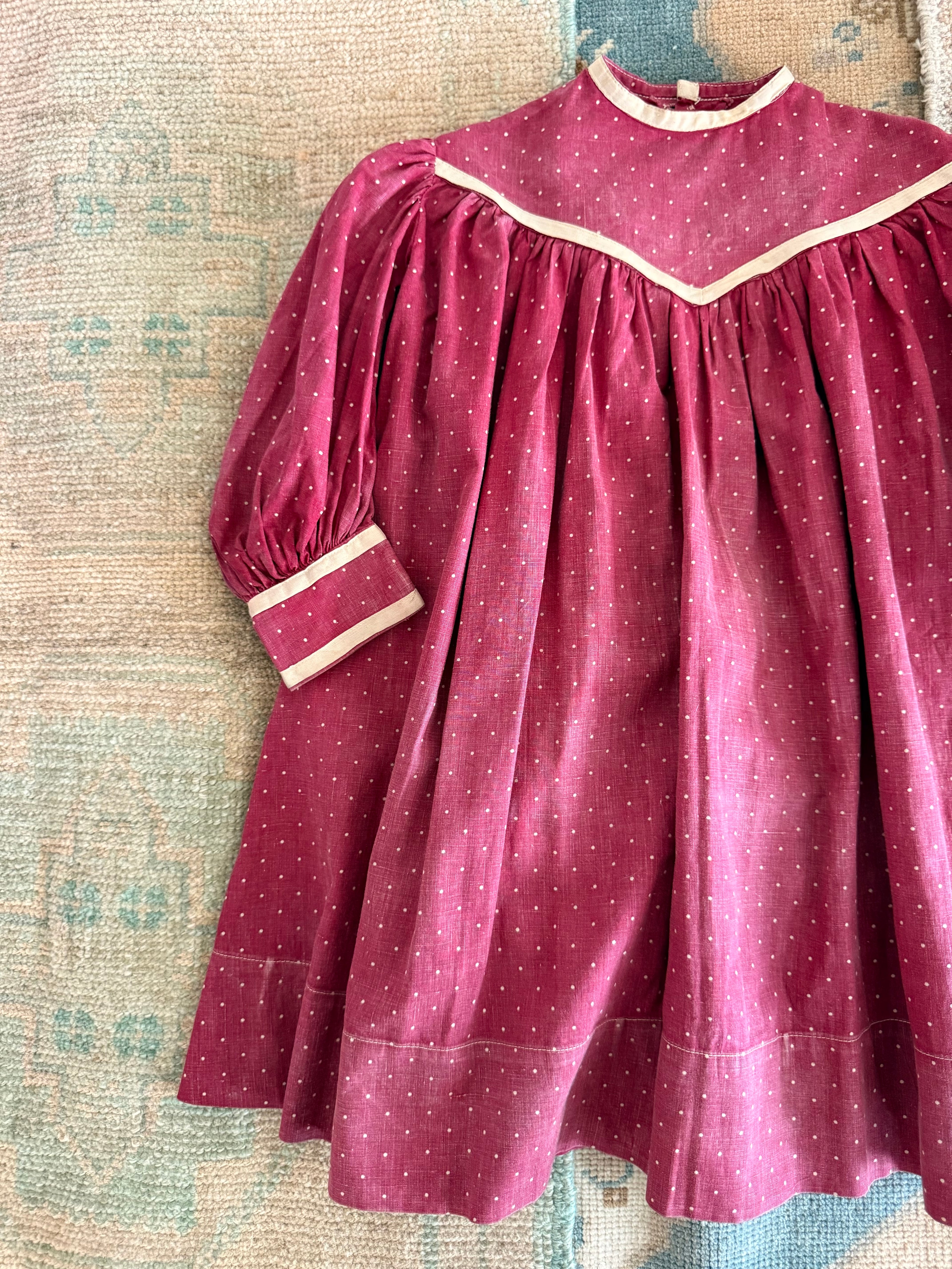 1900s dotted mulberry dress