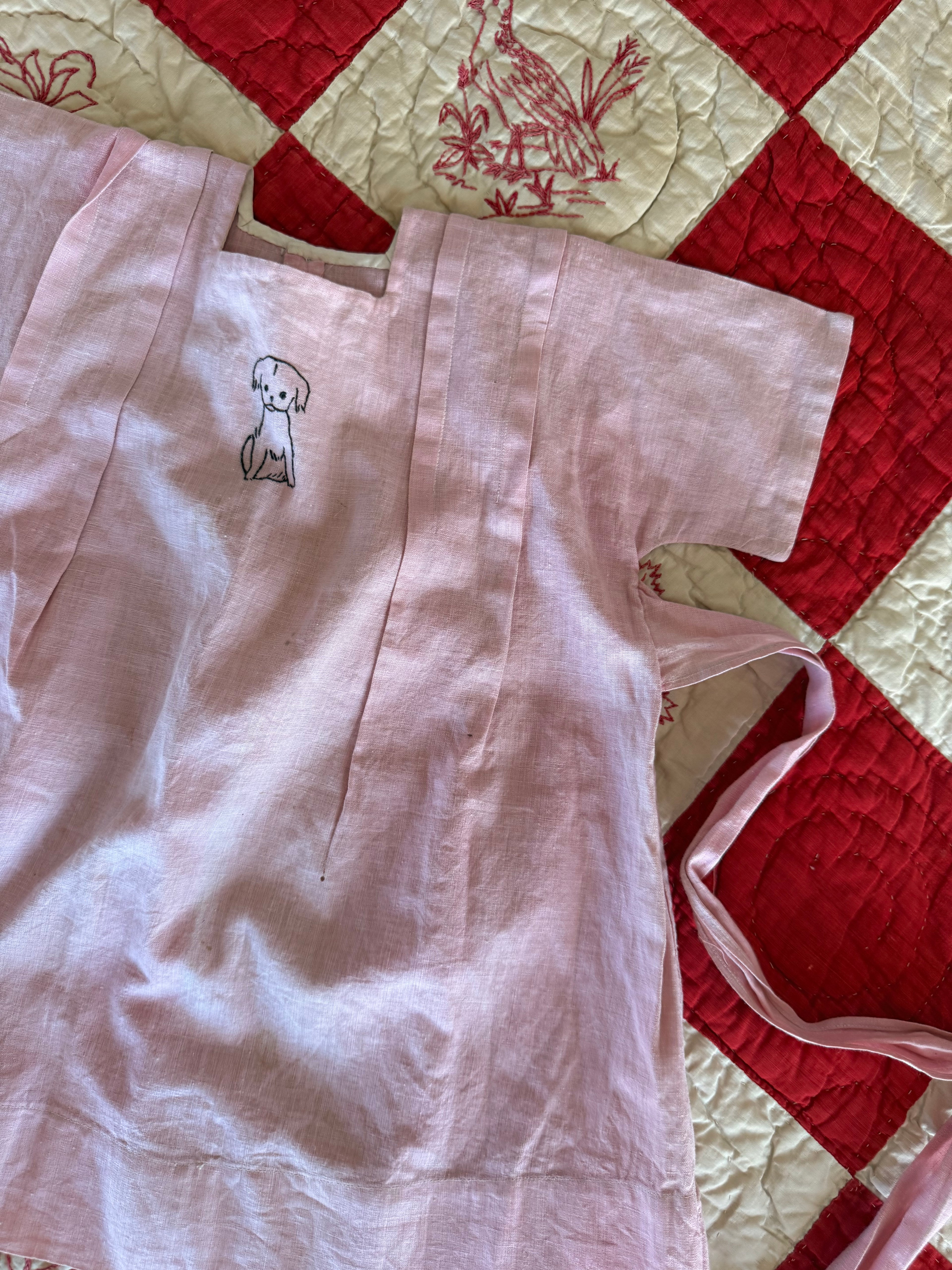 1930s pink linen puppy dress