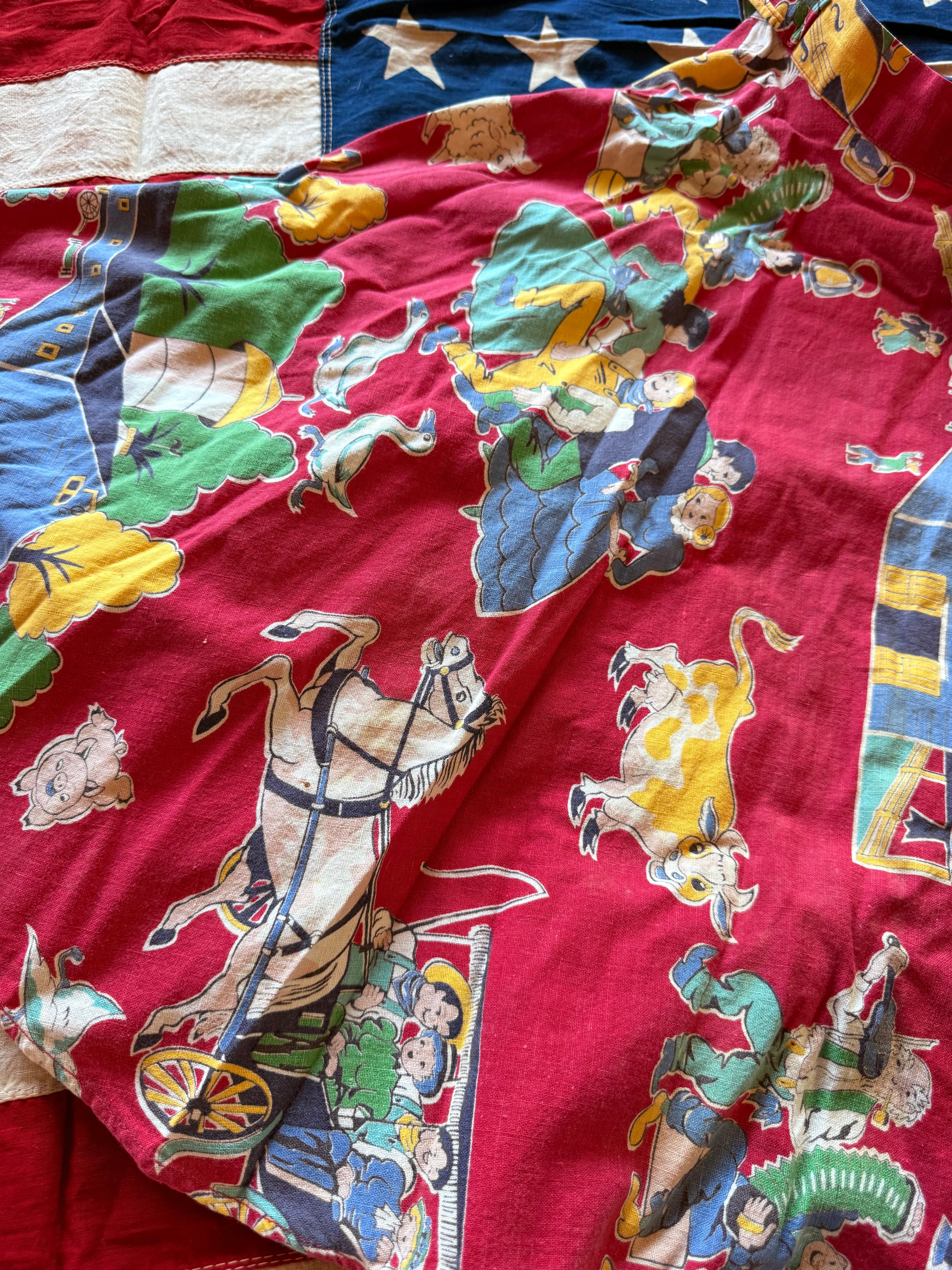 1950s printed western wagon skirt