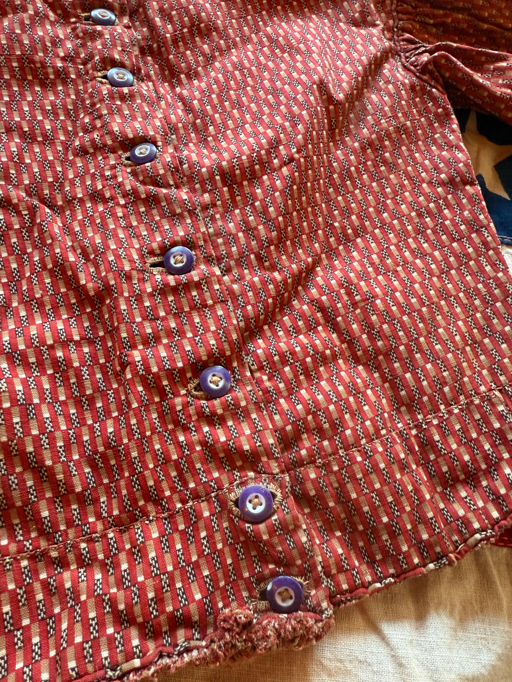 1900s rust colored printed bodice