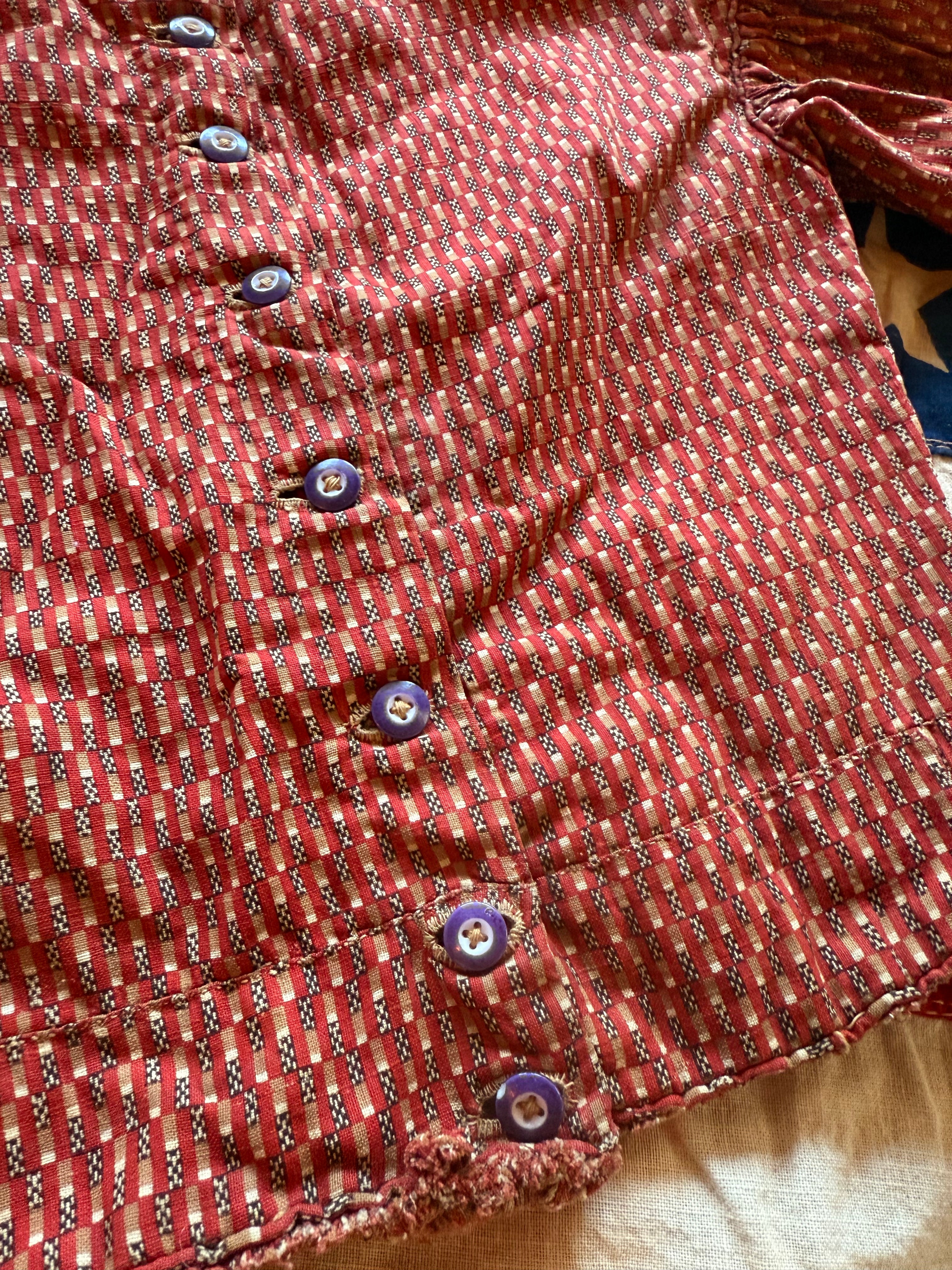 1900s rust colored printed bodice