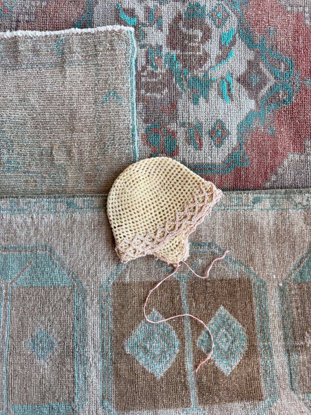 1920 knit baby bonnet